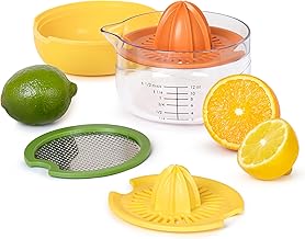 Tovolo All-in-1 Citrus Juicer and Zester Set, White & Yellow – Manual Ju...