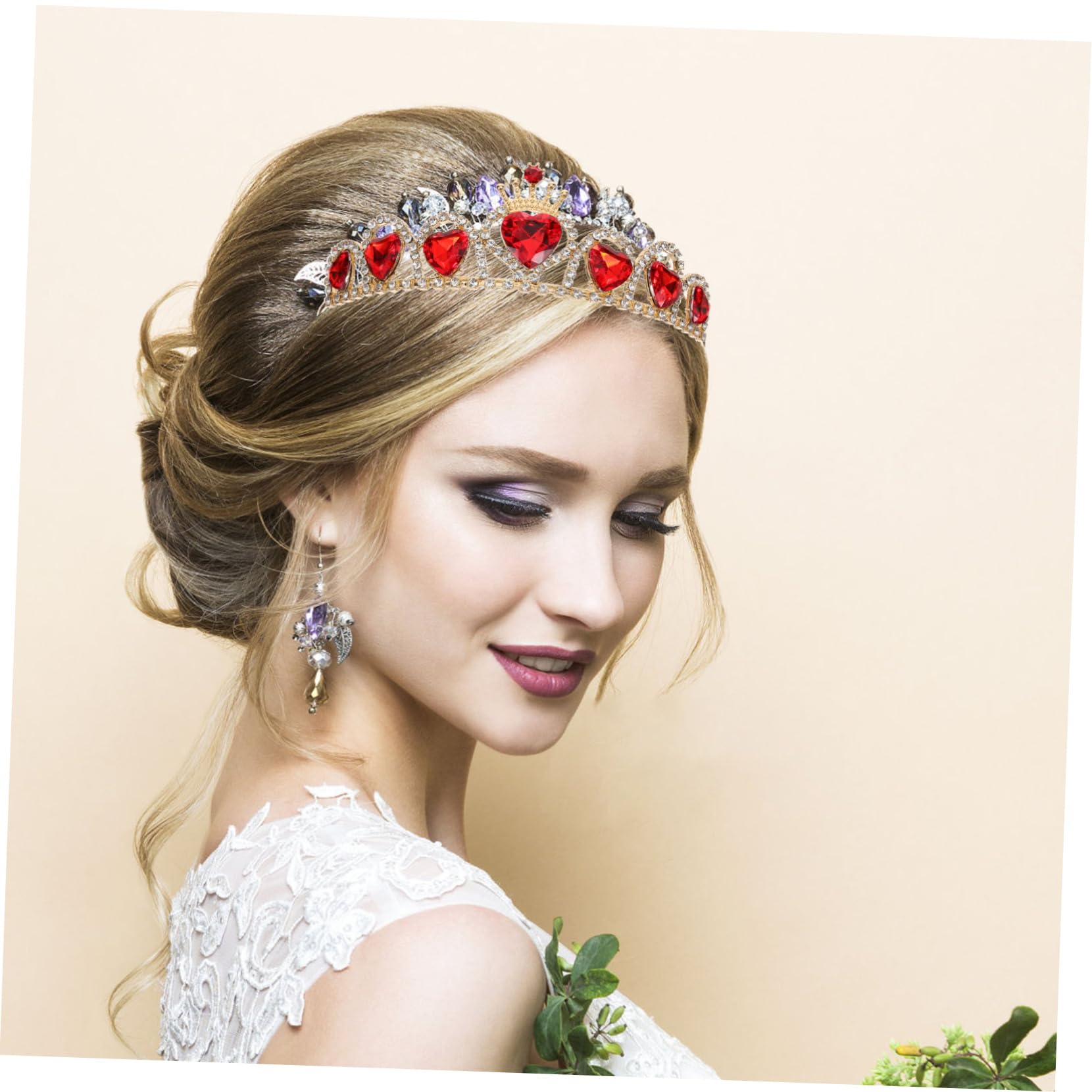 Diadema de Novia Roja con Adorno de Cobre, Hierro y Acrílico