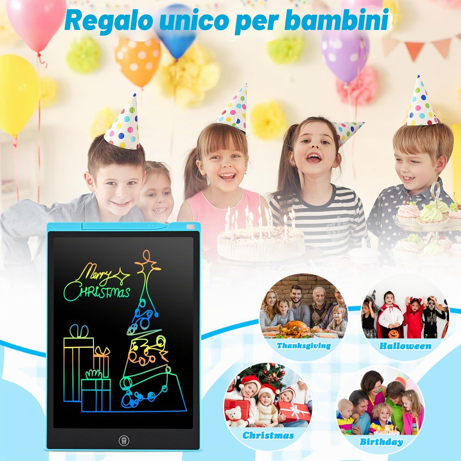 Giochi Bambini 3 4 5 6 7 8 9 Anni,cimetech Tablet Bambini 12 pollici Lavagna Cancellabile Regalo Bambina Bambino Natale Calendario Avvento 2025 Giocattoli