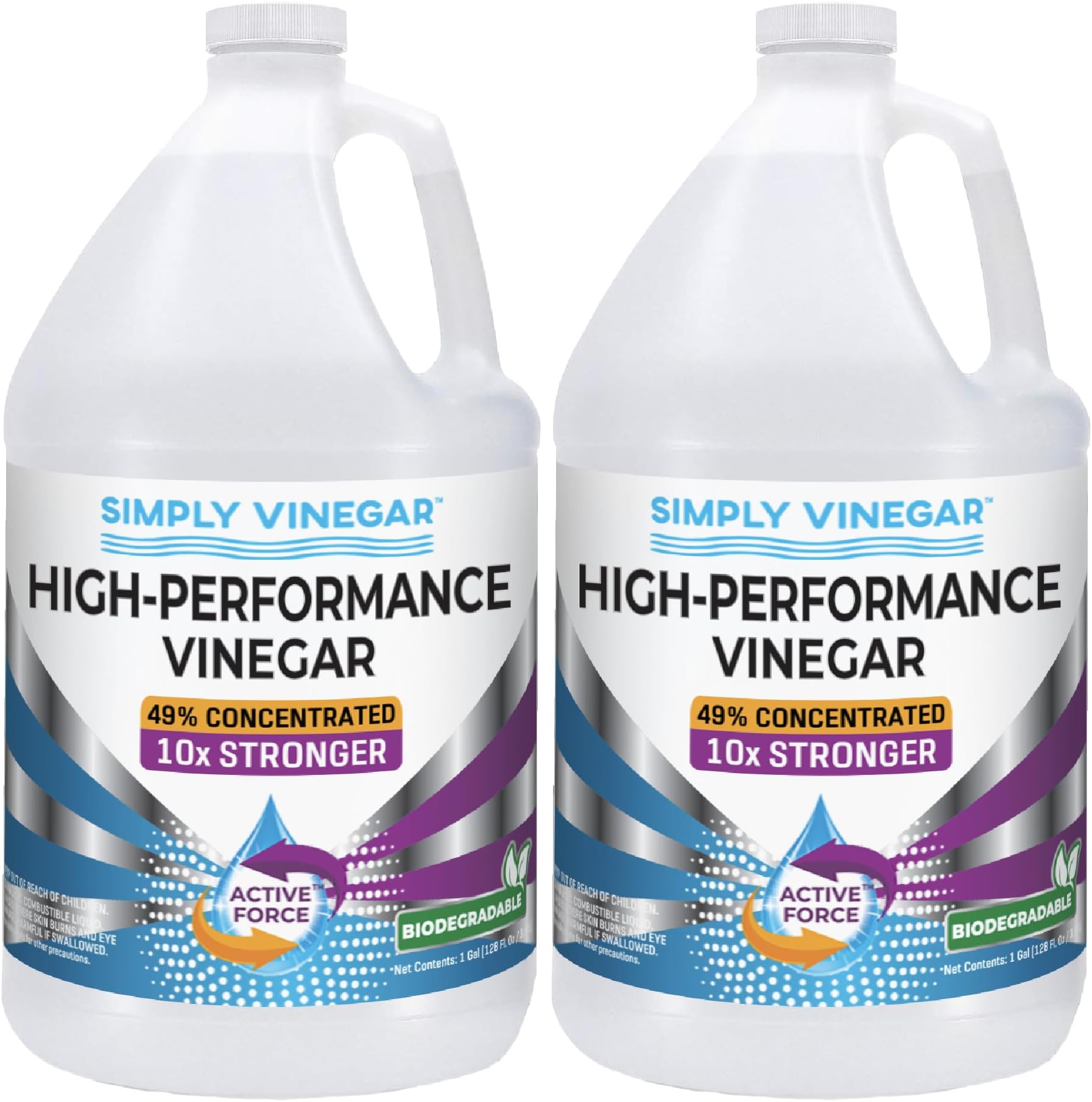 Simply Vinegar Industrial Strength 49% Vinegar – High-Performance Concentrated Cleaner for Home, Garden, Driveways & More – Biodegradable & Bleach-Free (Not for Food Use) - 128 oz (Pack of 2)