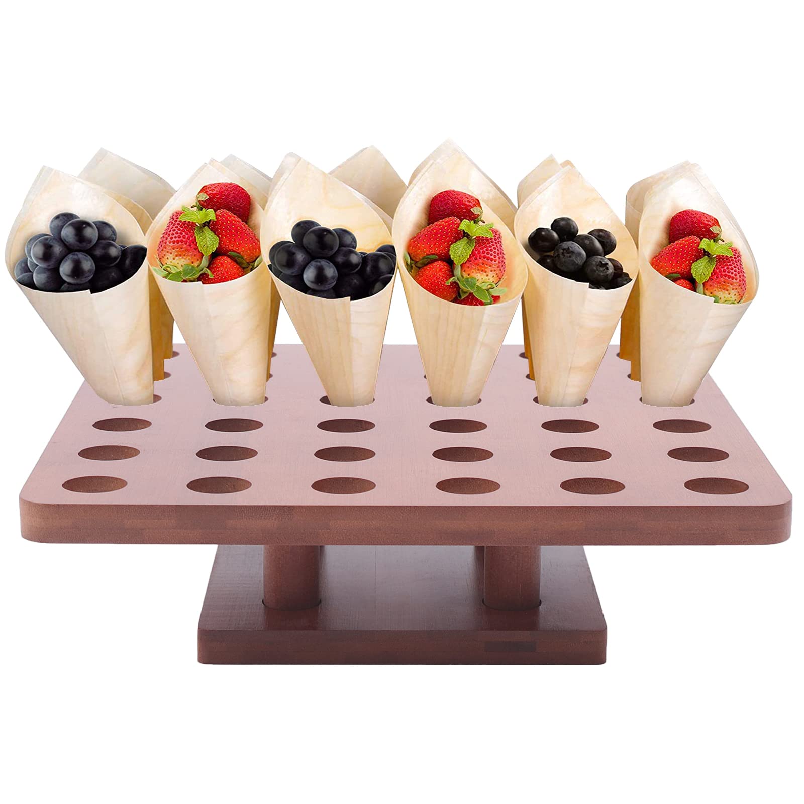 Support en bois pour 36 cônes de présentation pour buffet et fête