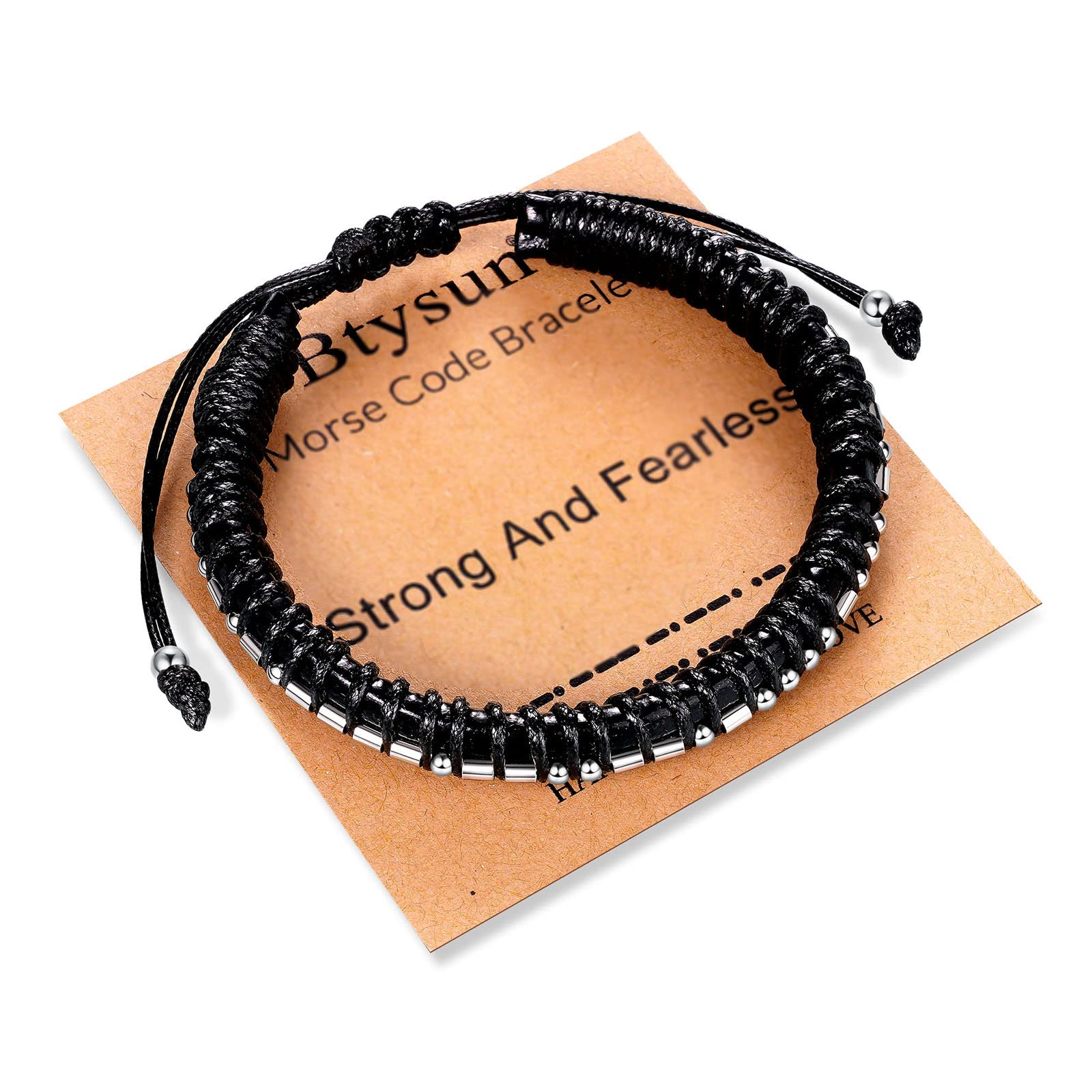 Btysun Fathers Day Gift, Gifts for Men Morse Code Bracelets for Men 2026 Graduation Gifts Mens Bracelet for Him Boyfriend Husband Leather Bracelet Motivational Birthday Jewelry Stocking Stuffers