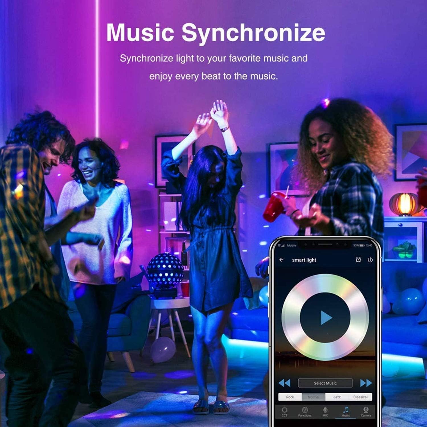 MIHEAL Led Light Strip, WiFi Wireless Smart Phone Controlled 65.6ft Non-Waterproof Strip Light Kit Black PCB 5050 LED Lights,Working with Android and iOS System,IFTTT