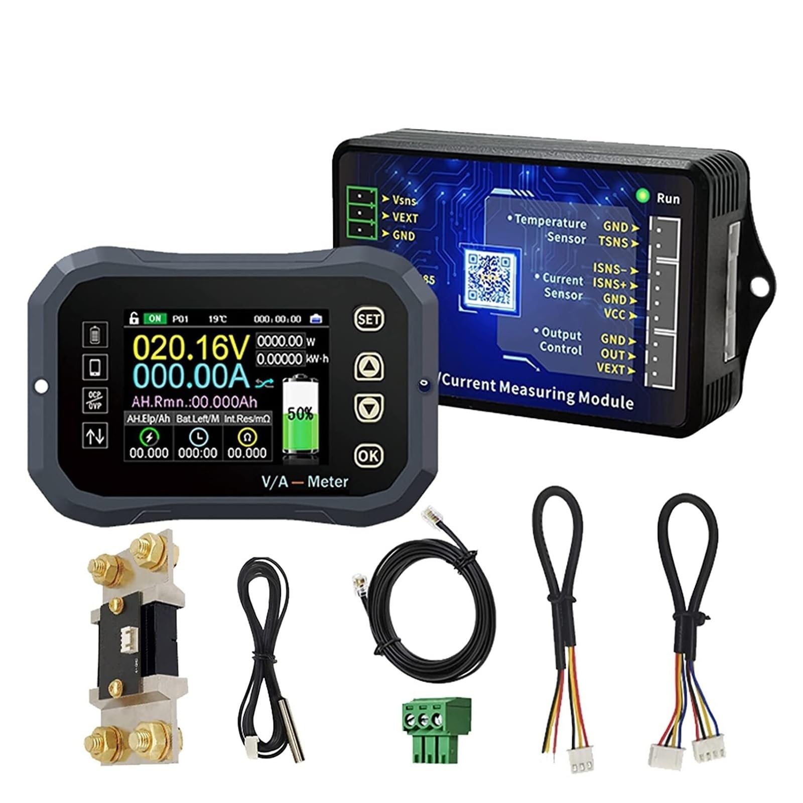 Monitor De Capacidad Medidor Coulomb Batería CC 100A 400A 600A 0-120V Corriente Voltaje Inalámbrico Voltímetro Coulómetro Carro Coche Detección Rápida Precisa(KG140F)