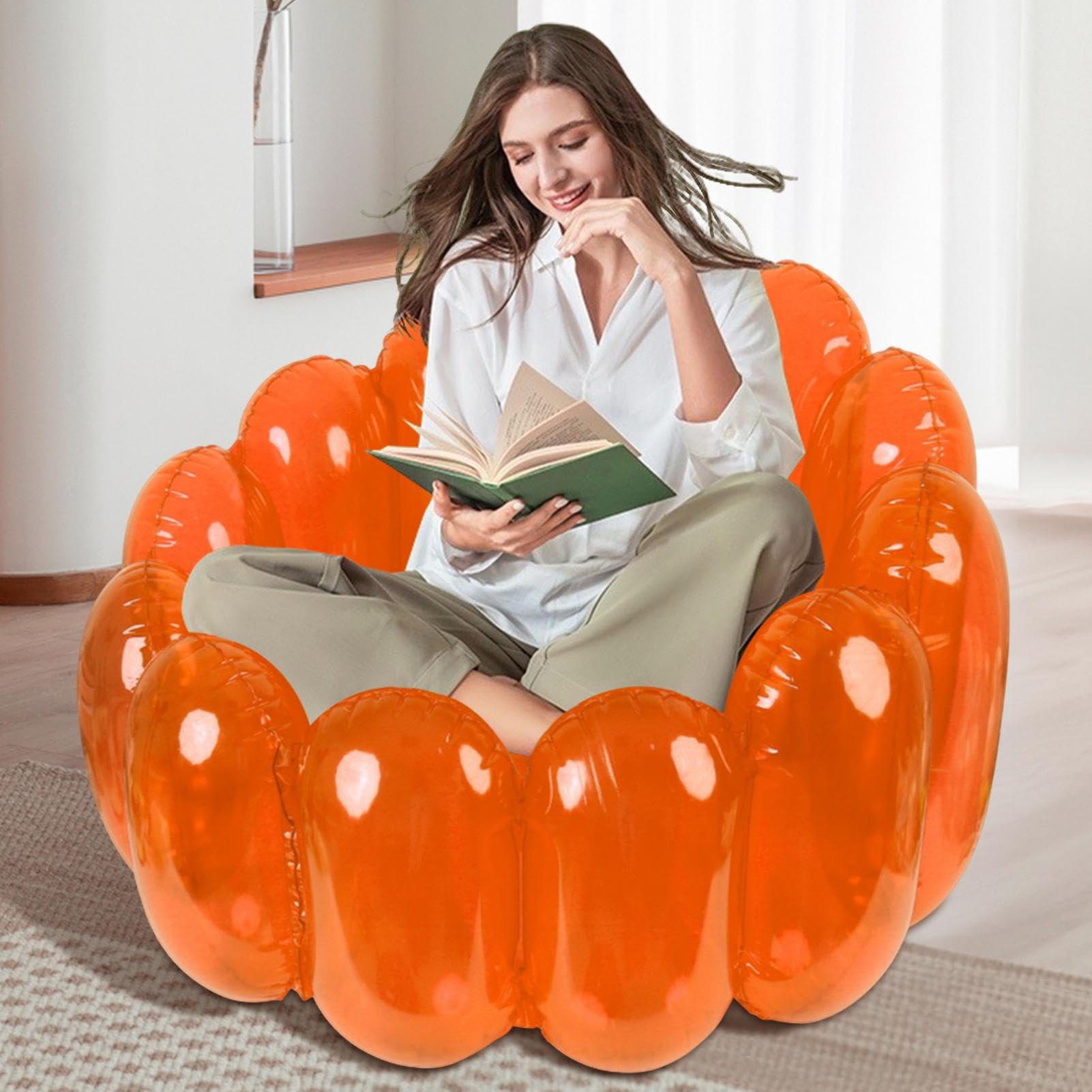 Sedia soffiata, sedia soffiabile trasparente, sedia da esterno soffiabile | in gelatina, carico massimo 250 libbre, sedia da salotto, mobili esplosivi per piscina, dormitorio, giardino