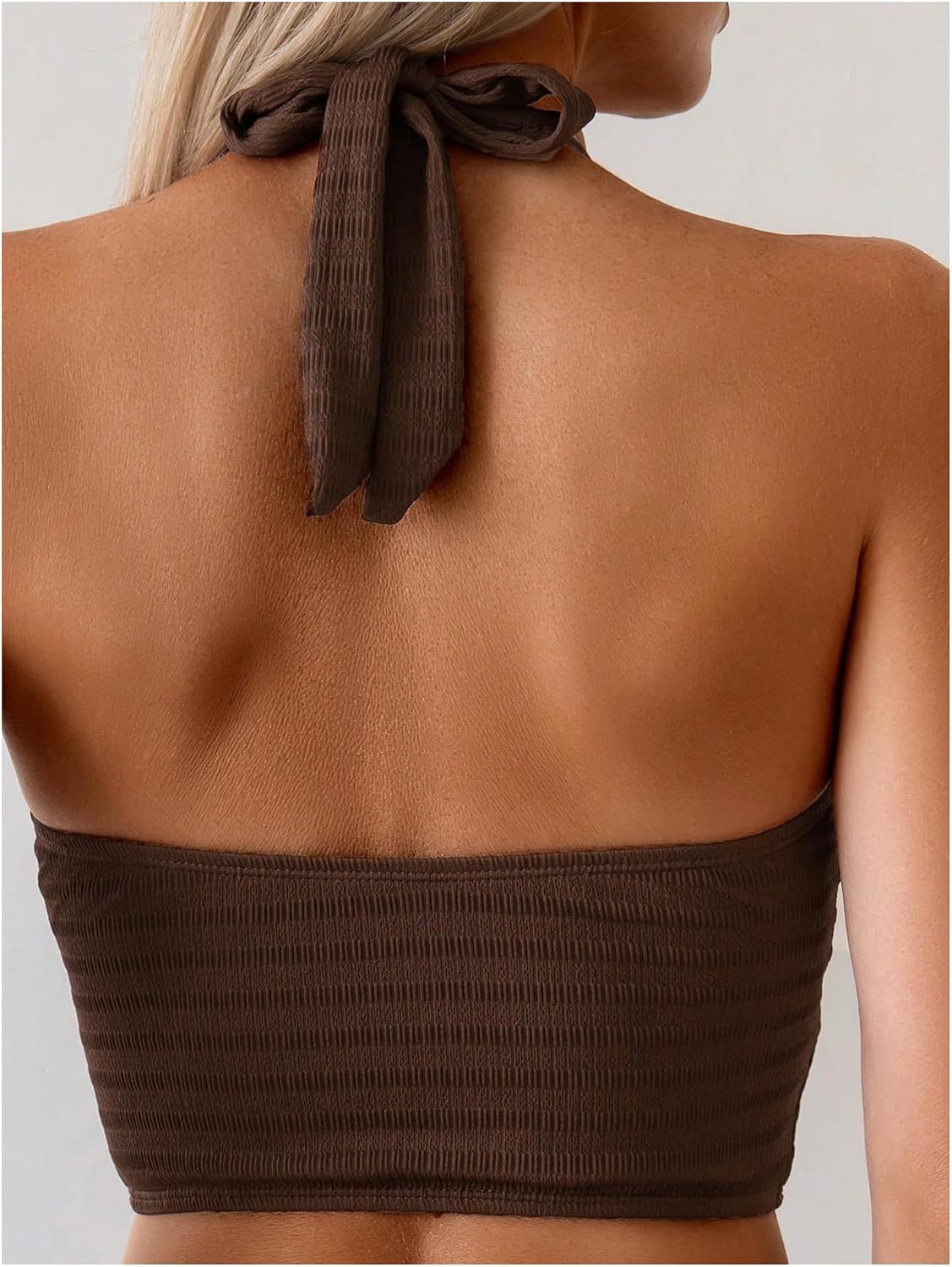 SHENHE Women's 2 Piece Tankini Swimsuits High Waisted Tie Front Knot Halter V Neck Bathing Suits
