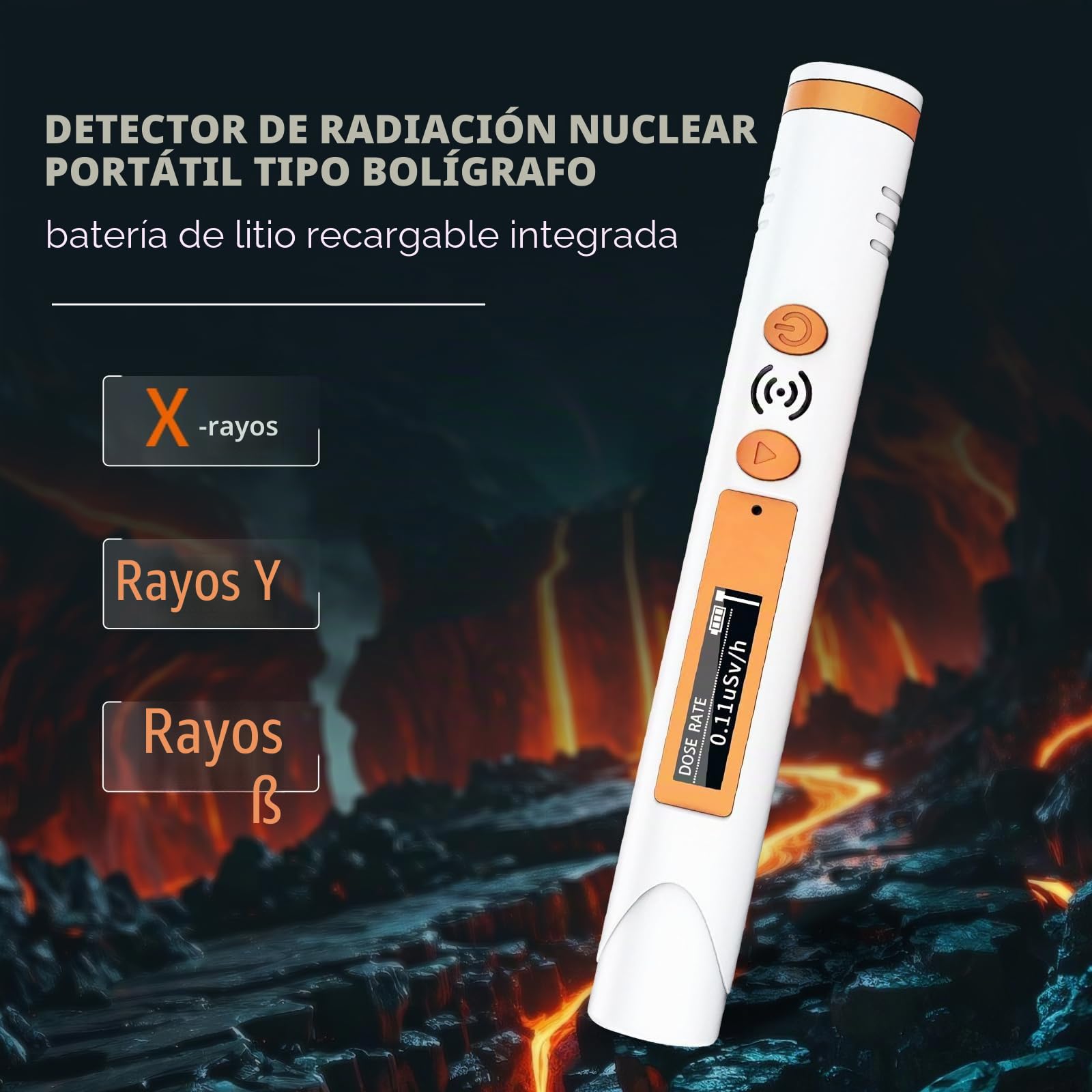 Contador Geiger Detector de Radiación, Forma de Bolígrafo Dosímetro Personal Rayos X Beta Gamma, Monitor de Radiación Nuclear, Diseño de Bolsillo Recargable