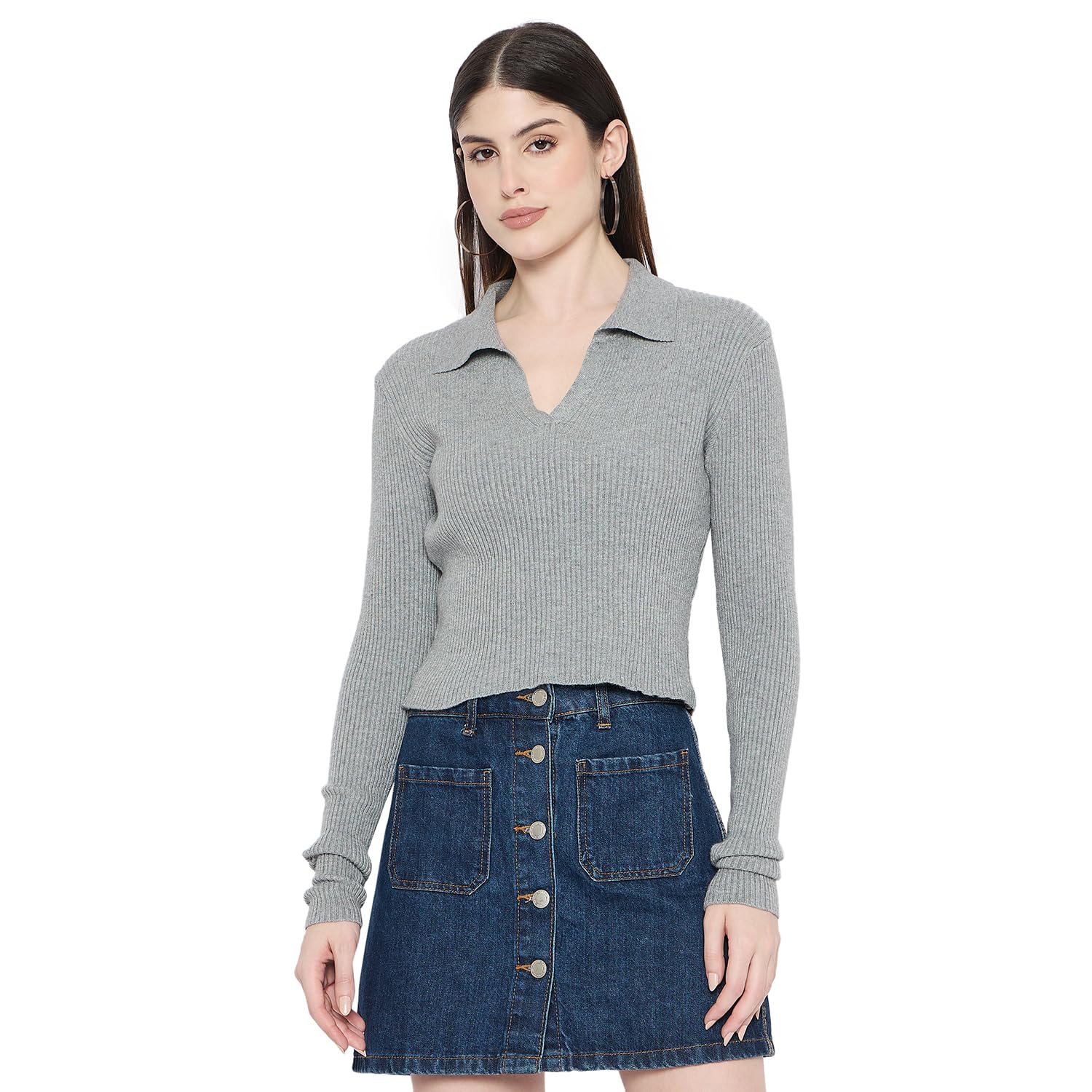 Women Woolen Winter Full Sleeve V-Neck top|Sweater