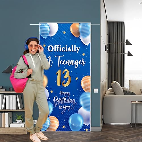 Miniatura 3 de Labakita Cartel para puerta de cumpleaños número 13, decoración de cumpleaños número 13 para adolescentes y niñas, cartel de feliz cumpleaños de 13