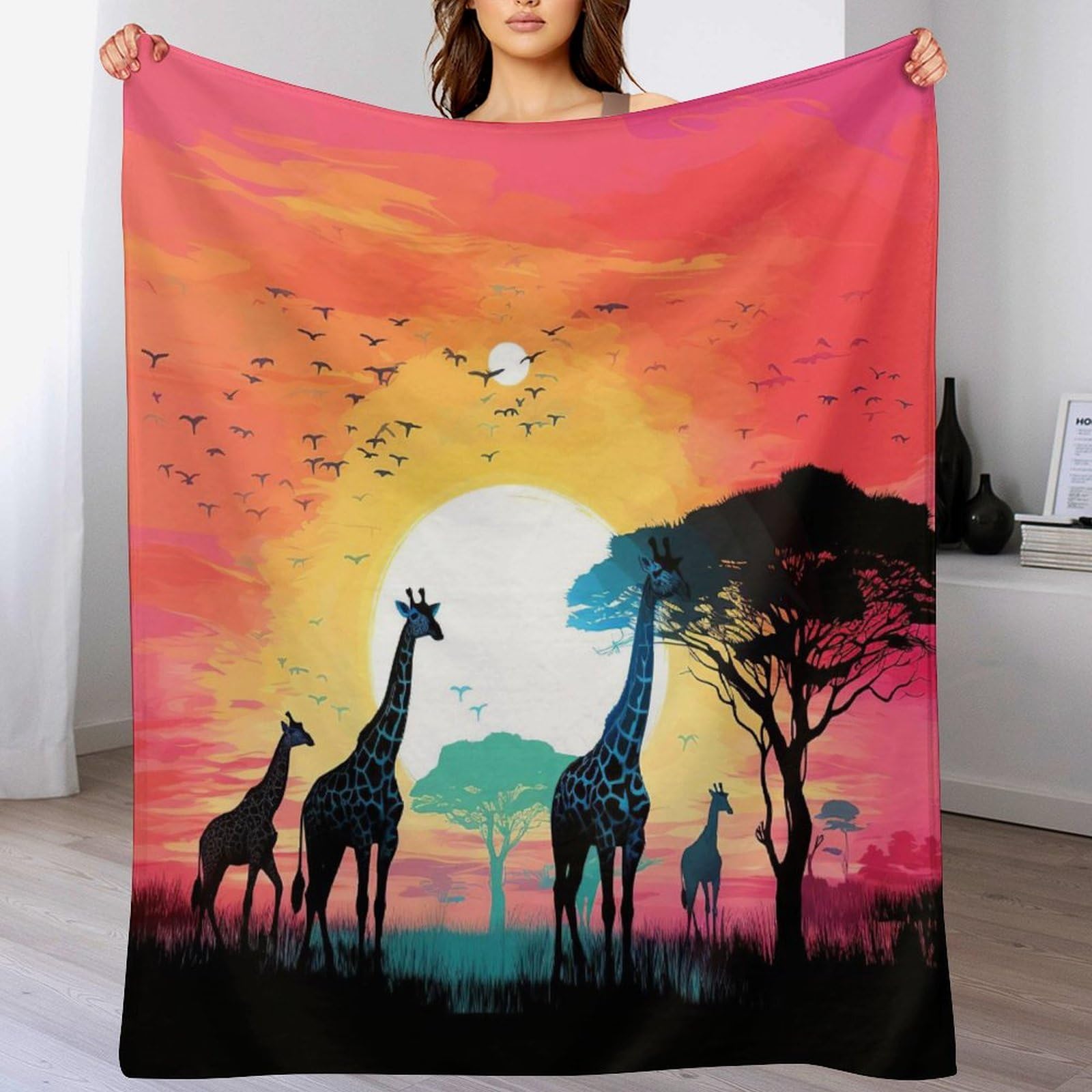 Girafe plaid couverture polaire en tissu épais haut de gamme pour lit double moelleux