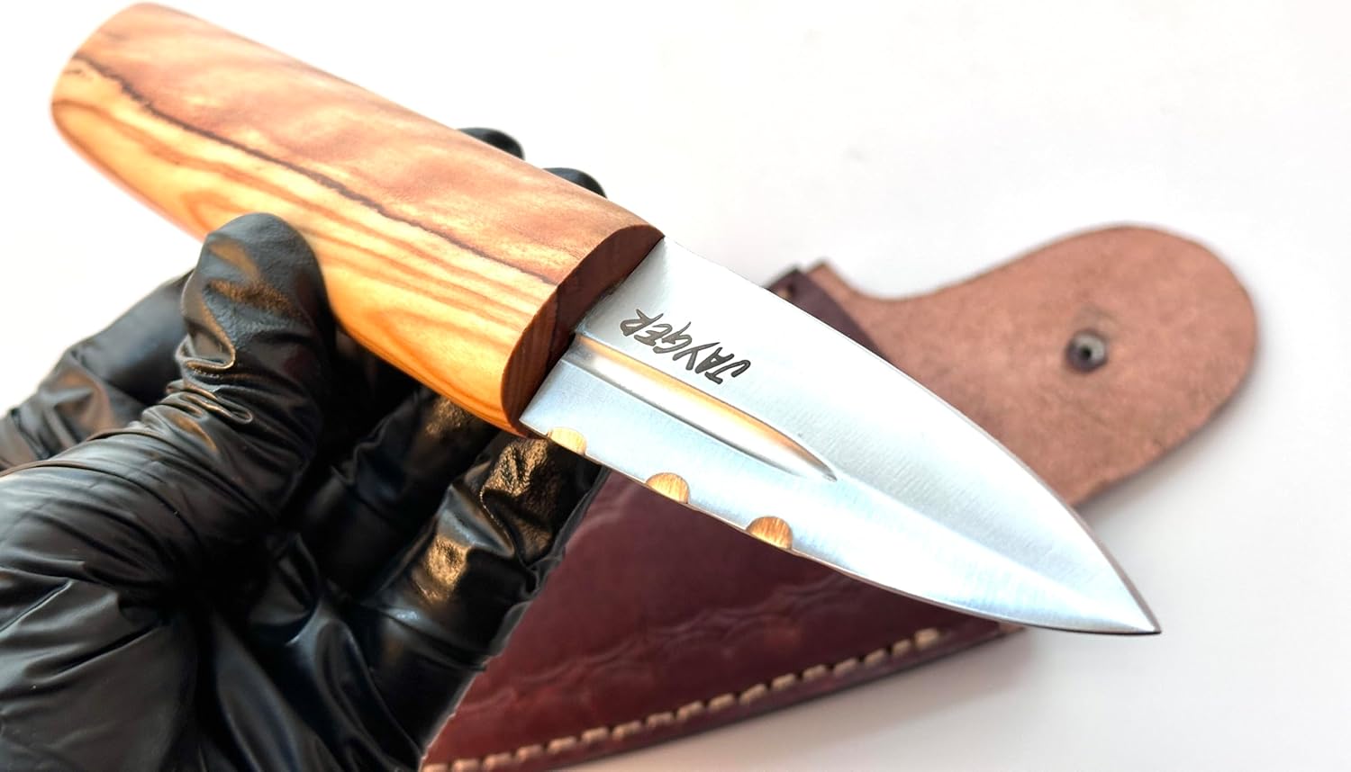 Handmade Scottish Sgian Dubh | Genuine HandForged Steel | Olive Wood Handle | Leather Sheath With Belt Loop | Kilt Accessory | Groomsmen Gift (SC1)