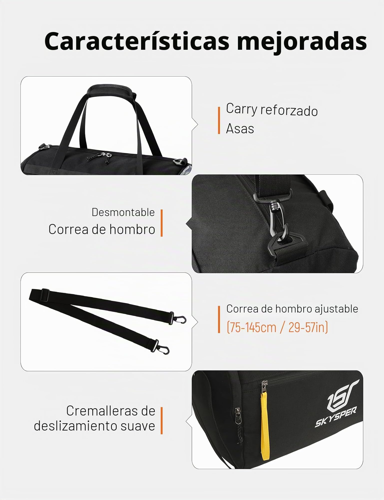 SKYSPER Bolsa Deporte 30L, Bolsa Gimnasio Separación Seca Húmeda Viaje Hombre Mujer