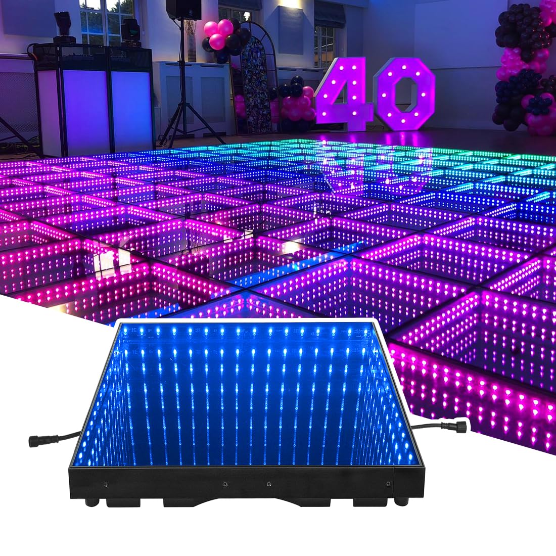 MOKA SFX Infinity Led Dance Floor Panels Mirror 3D Effect (Wired