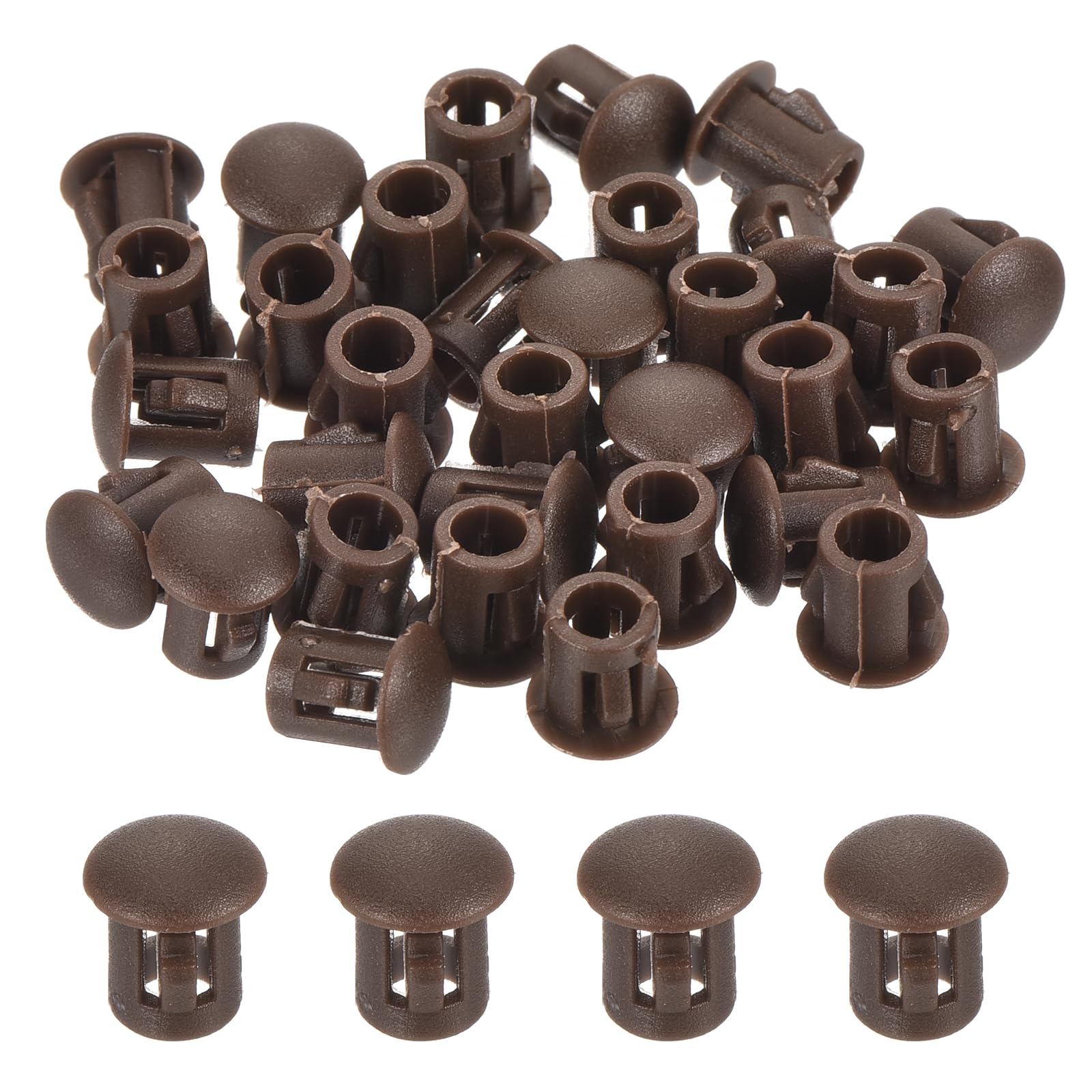 sourcing map 64PCS 6mm(1/4") Brown Plastic Hole Plugs โ image 1