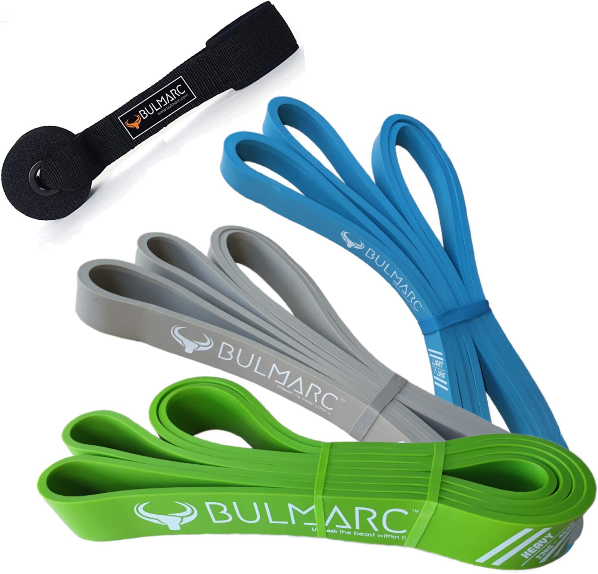 BULMARC's Resistance Band Pull Up Assist Bands with 65+ Exercises for Pull Ups, Chin Ups, Stretching, Weight Loss & Powerlifting, Anti Snap Natural Latex