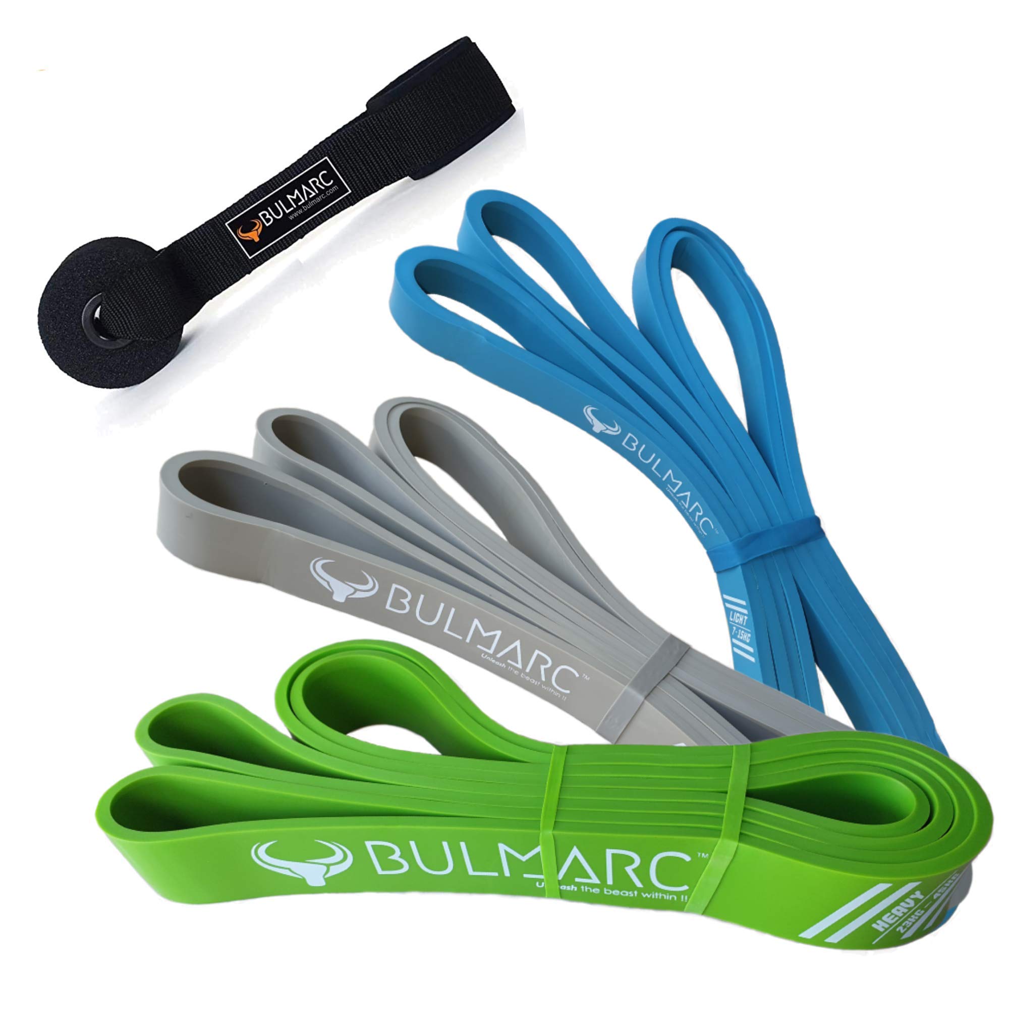 BULMARC's Resistance Band Pull Up Assist Bands with 65+ Exercises for Pull Ups, Chin Ups, Stretching, Weight Loss & Powerlifting, Anti Snap Natural Latex