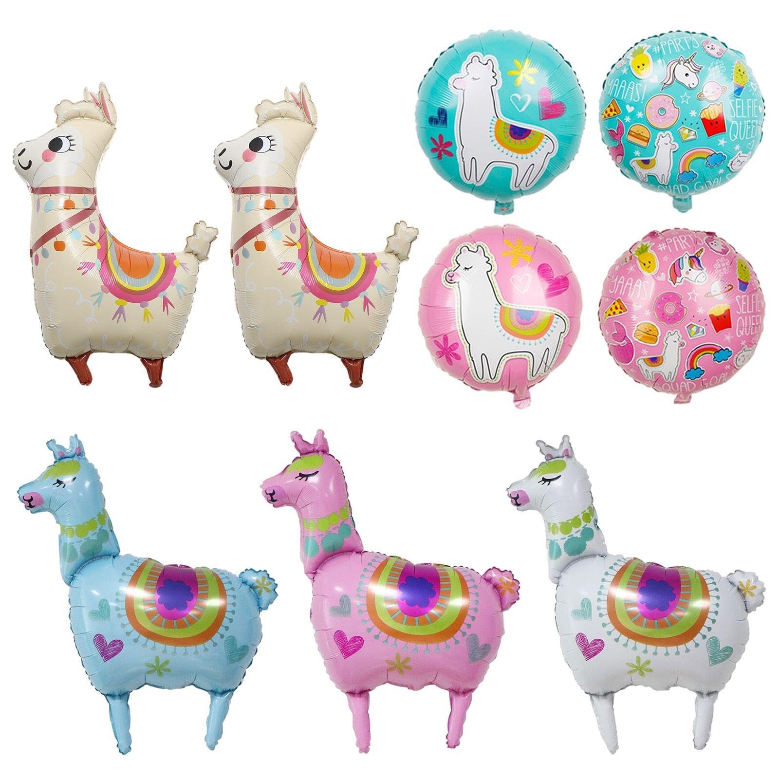 EJUFNS 9 Pieces Of Alpaca Theme Balloons, Cute Alpaca Balloons, Animal Aluminum Foil Balloons, Party Balloons, Alpaca Balloon Decoration.