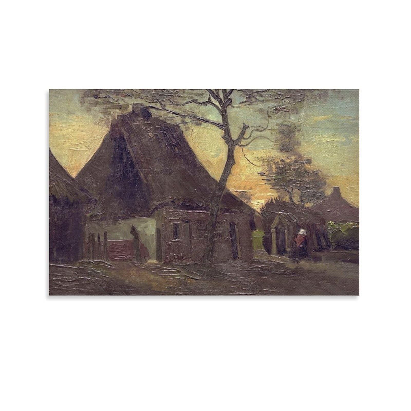 Cottage with Tree by Vincent Van Gogh Wall Art Prints Poster Canvas Art Poster And Wall Art Picture Print Modern Family Decor Posters 16x24inch(40x60cm)