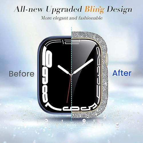 Miniatura 3 de Funda protectora brillante compatible con Apple Watch de 1.571.731.77 pulgadas, protector de pantalla con diamantes para iWatch SESeries 987654 para