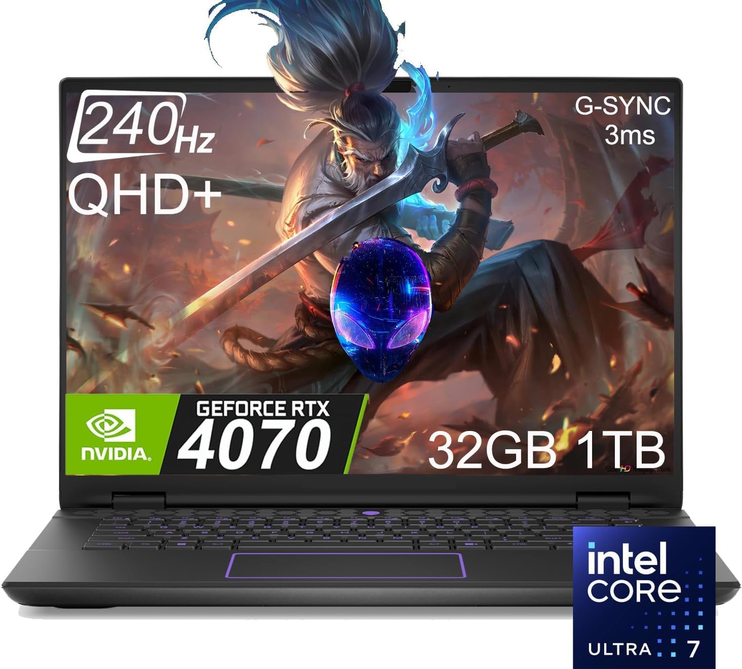 Alienware M16 R2 AI Gaming Laptop (16″ 240Hz QHD+, Intel Core Ultra 7 155H, 32GB RAM, 1TB SSD, NVIDIA GeForce RTX 4070 8GB) AlienFX RGB Backlit Keyboard, FHD IR Camera, WiFi 7, Win 11 Home