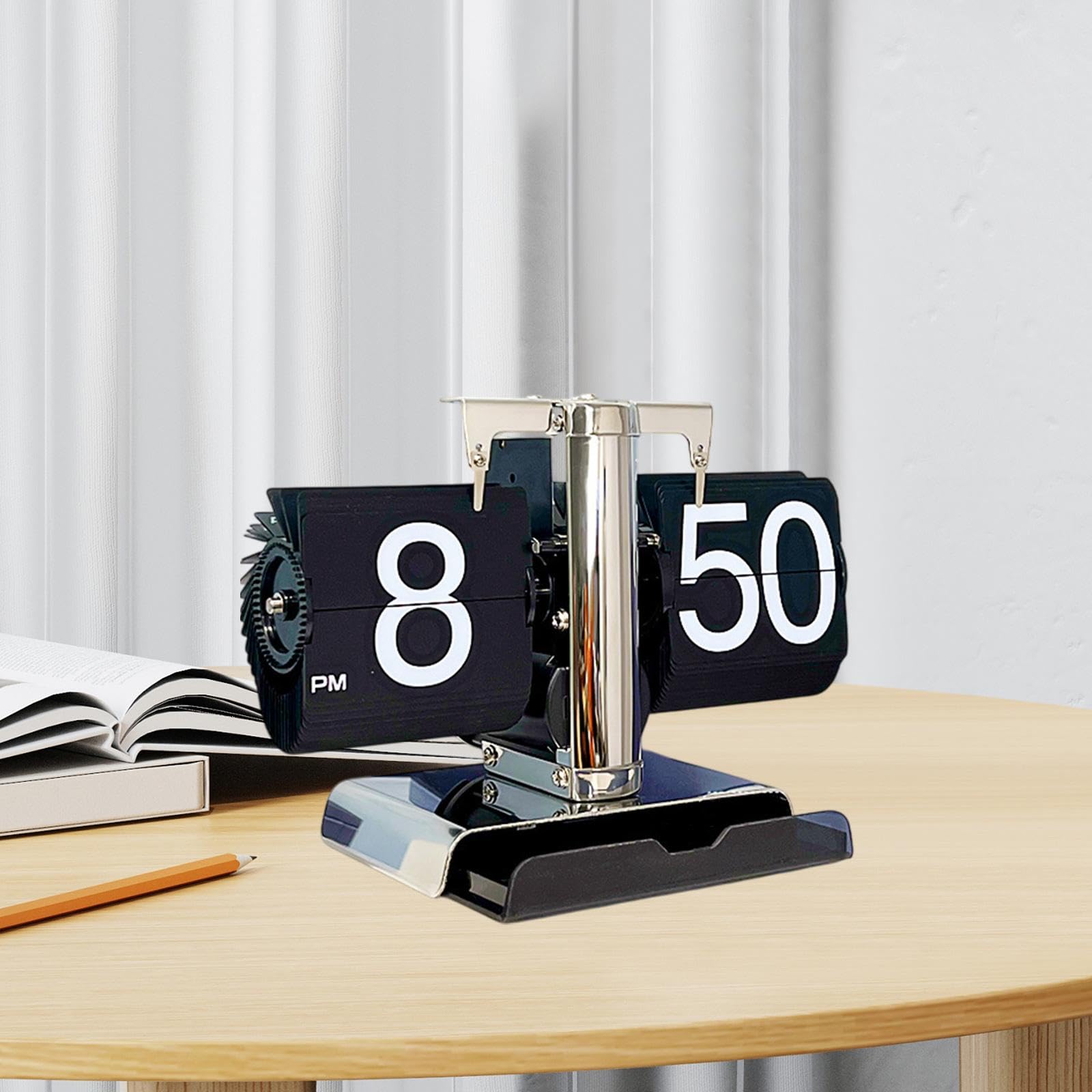 Reloj Digital de Solapa para El Espacio de Trabajo, Negro Y Plata, Individual