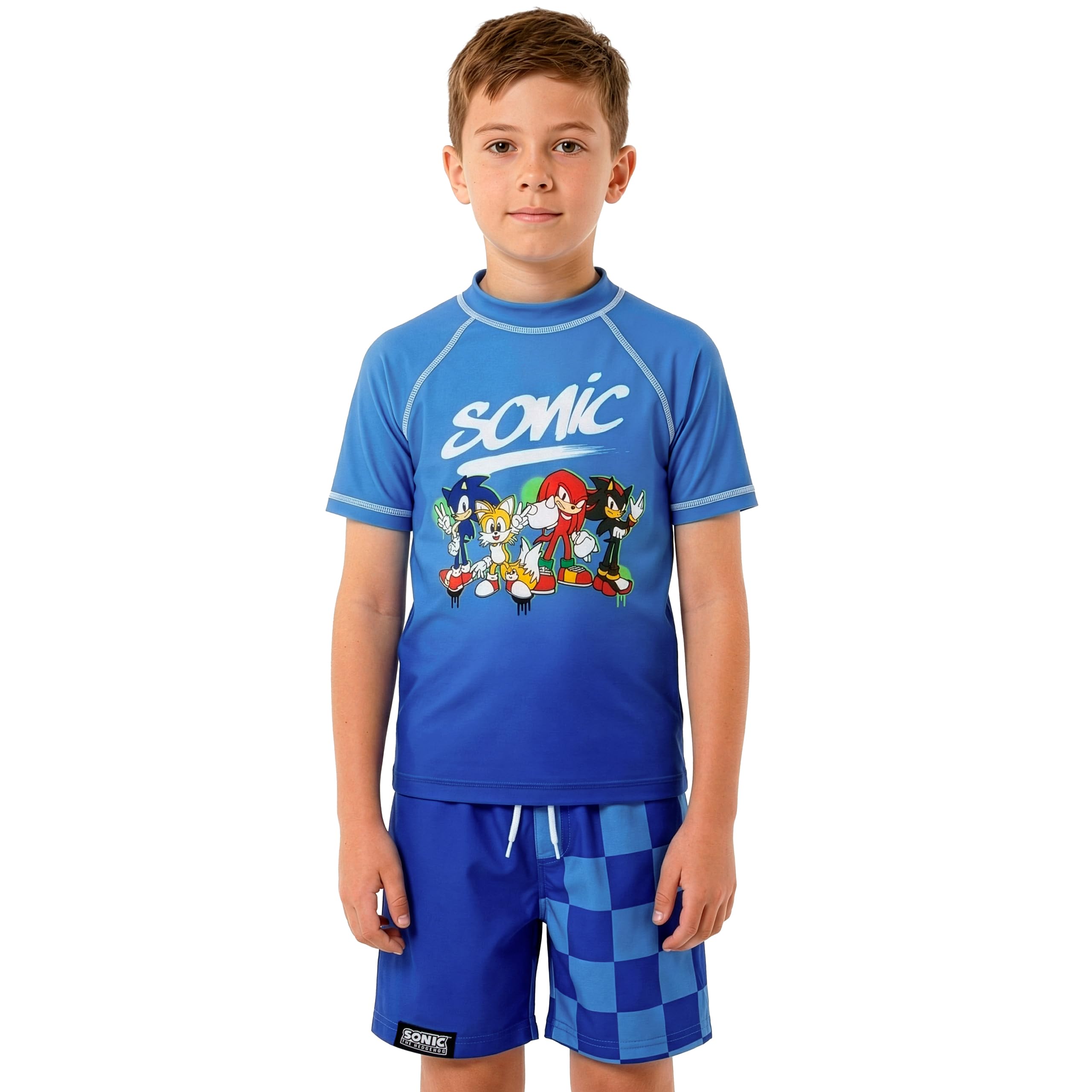 Sonic The Hedgehog Maillot De Bain Piscine Sonic pour Garçon, Ensemble De Bain 2 Pièces, Maillot De Bain Garçon