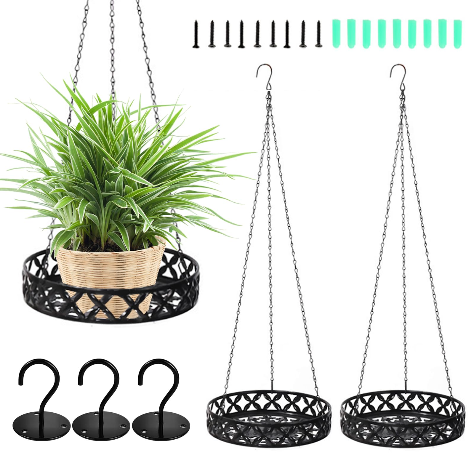 Pot De Fleurs Suspendu En Métal Avec Chaîne – Design Minimaliste – Pour Intérieur, Balcon, Jardin – Plantes Non Incluses - 4