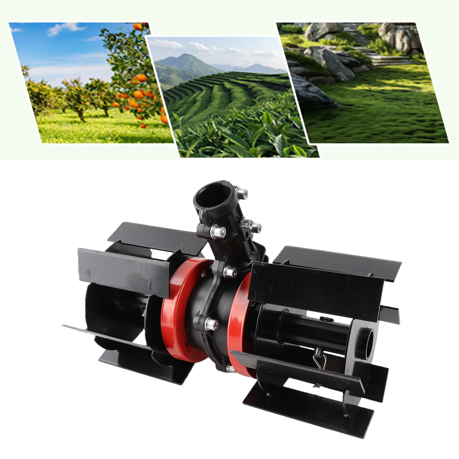 Bewinner Roue de Désherbage Universelle de 10 Cm, Roue de Labour Profonde Multifonctionnelle à 9 Dents, Roue de Fraisage d'herbe en Fer en Aluminium pour Scarificateur de Tondeuse à Gazon