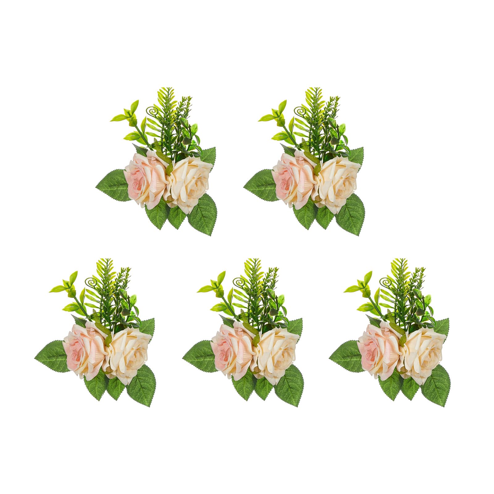 Buxuaaaa 5Pcs Artificial Rose Flower Arrangement, Holder Flower Decoration for Valentines Wedding Centerpieces Decoration Bedroom