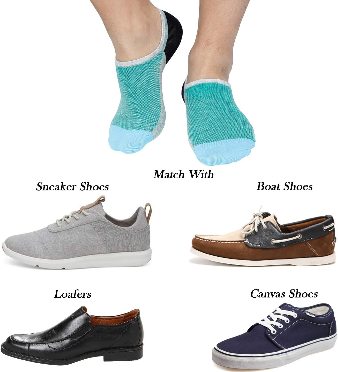 JORMATT Mens No Show Socks Loafer Low Cut Casual Cotton Socks With Non Slip Grips - Image 3