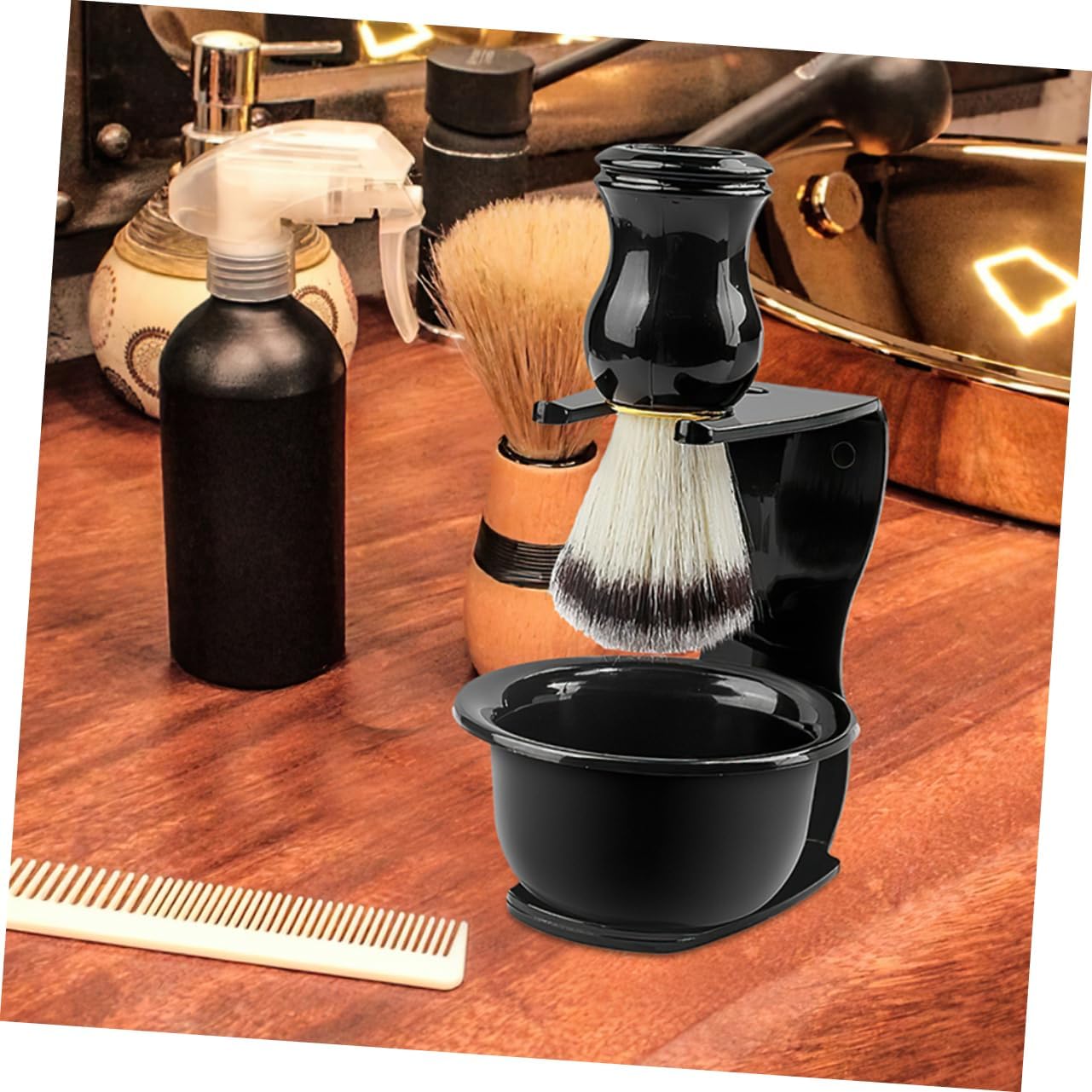 2pcs Stylish Shaving Brush Stand Bowl Safety Razor Stand Men's Grooming for Shaving