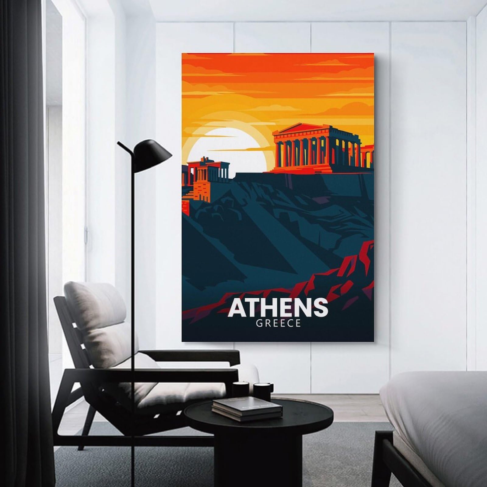 Junmoney Room Decor Wall Art Athens Greece Travel (7), 24x36inch(60x90cm), for Living Room, Lounge Or Sitting Room, Canvas Styling for A Polished Room Look