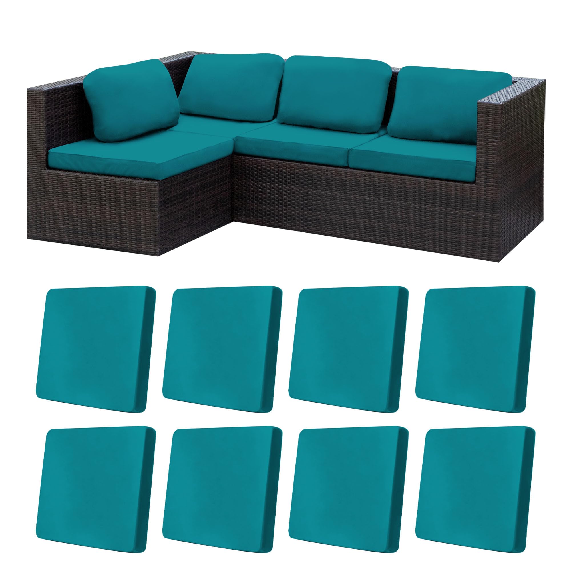 8 Pcs Outdoor Cushion Covers, Patio Sofa Cushion Covers Replacement