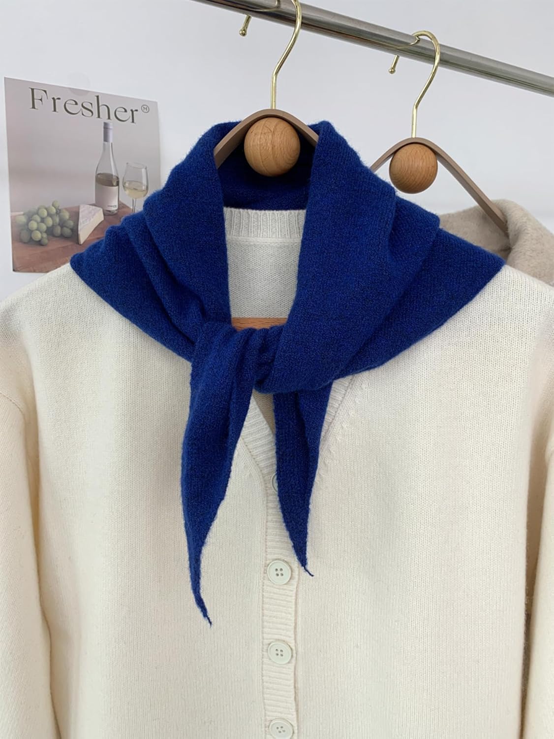 Knit Triangle Scarf for Women Knitted Head Scarf Y2k Bandana Fisherman Downtown Girl Aesthetic Accessories - Image 2