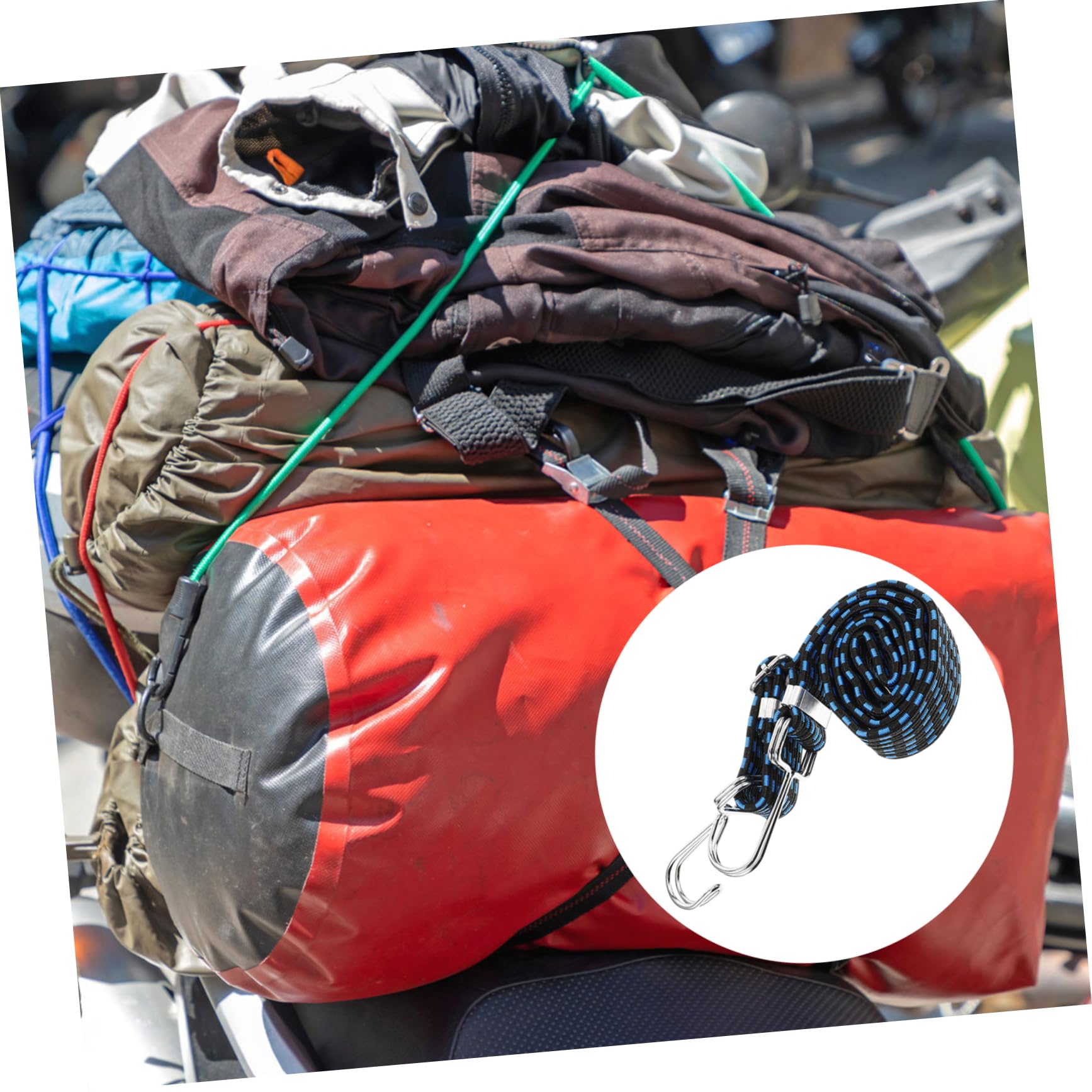 Veemoon 5 Pezzi Di Cinghie Di Ancoraggio Per Bagagli Per Campeggio Lavoro All'Aperto Bagagli Ecc Cinghie Elastiche Regolabili Per Bici Ganci Per Corde Elastiche Filo Di Gomma