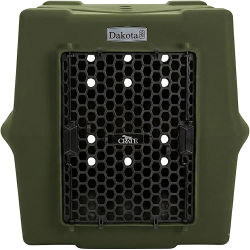 Dakota 283 Canine Rough and Tough Economy Dog Crate, Olive - L | Large Heavy Duty Outdoor Kennel for Large Breed Dogs - Removable Two-Way Door