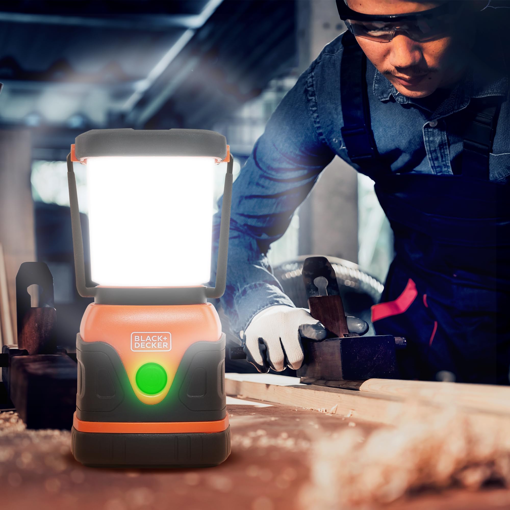 BLACK+DECKER Linterna LED recargable y banco de energía de 400 mAh, paquete de 2, linterna de 1000 lúmenes de 360° para acampar y corte de energía con modo SOS, 12 horas de potencia, multiblanco, 7