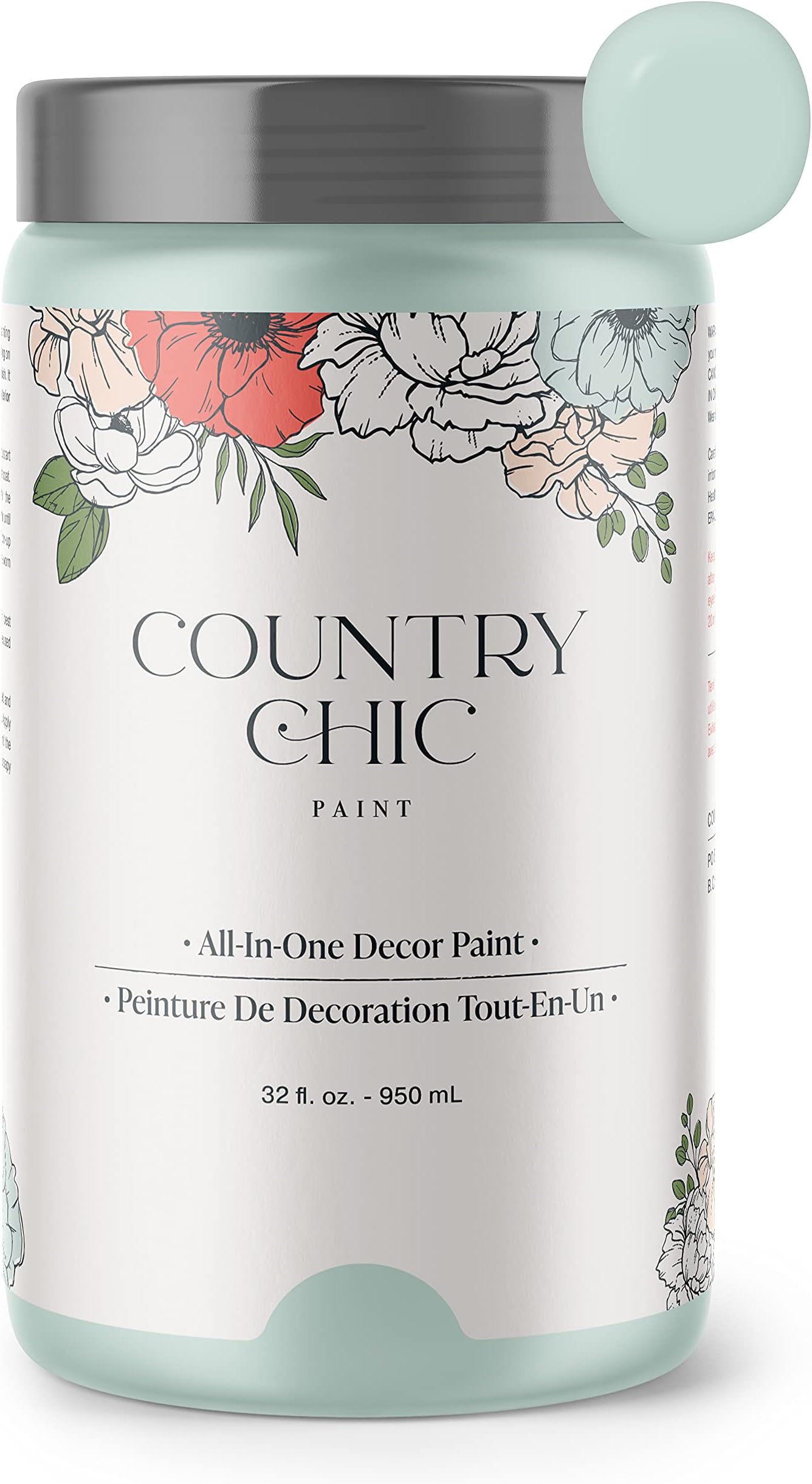 Chalk Style Paint - for Furniture, Home Decor, Crafts - Eco-Friendly - All-in-One - No Wax Needed - Lustrum Collection Colors (Fancy Frock [Light Blue], Quart (32 oz))