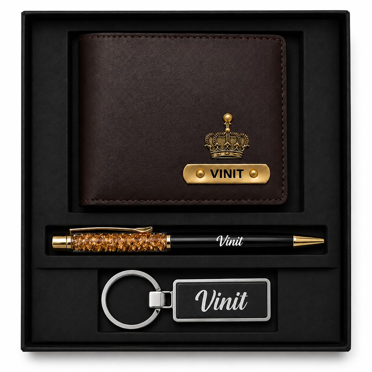 Men's Personalized Leather Wallet with Name & Charm | Combo Giftset for Men | Customized Leather Purse,Pen,Keychain Combo Gift Hamper | Birthday Anniversary Valentine Gift for Men (Brown)-image-21