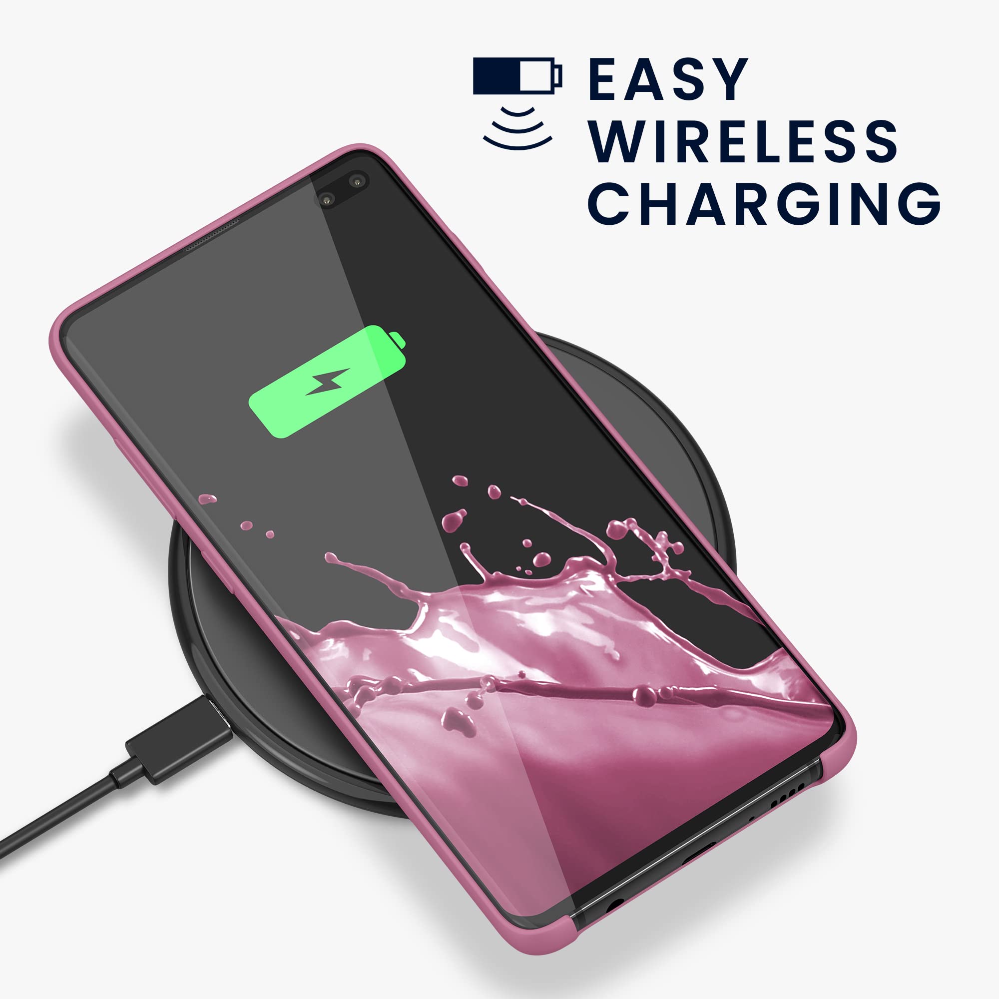 kwmobile Case for Samsung Galaxy S10 Plus / S10+ Case - Soft Cover - Shockproof Silicone - Wireless Charging Dark Rose — view 5