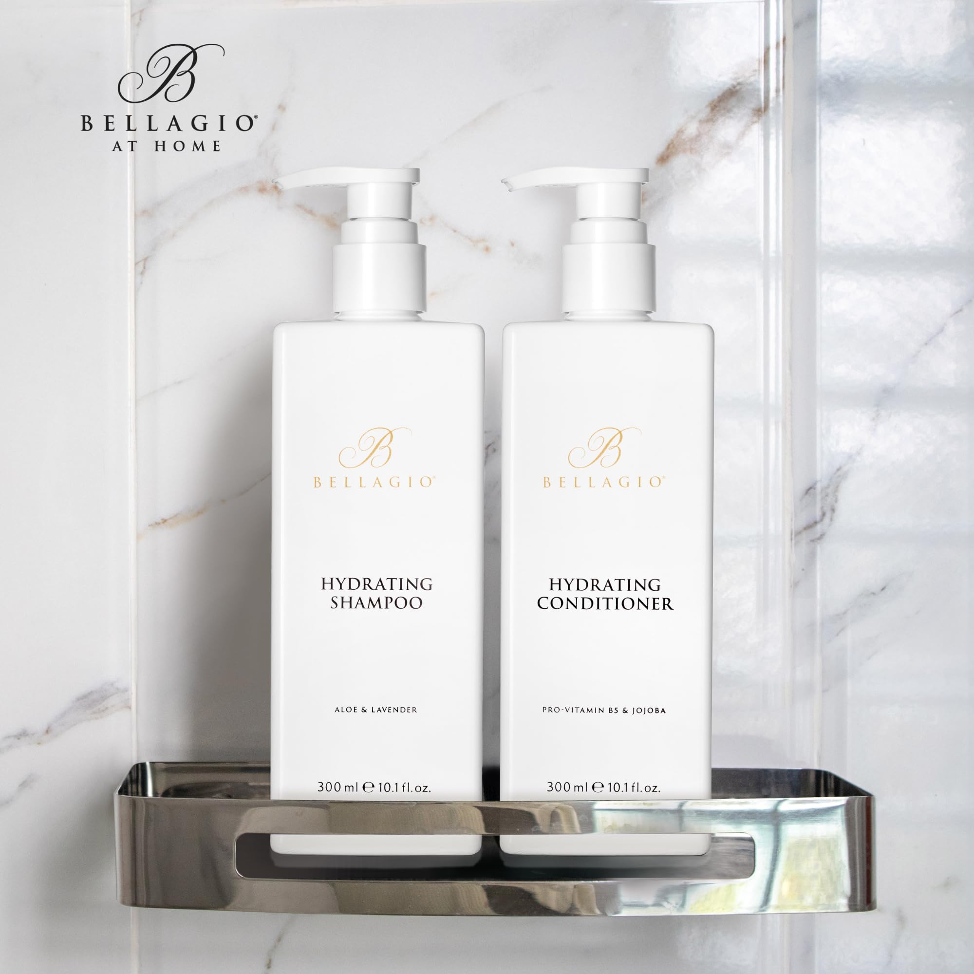 Bellagio Hair Care Set - Shampoo & Conditioner - Scented with Cedarwood, Green Mandarin, Lavender - Vegas Hotel Bath Amenities - 10 oz, White