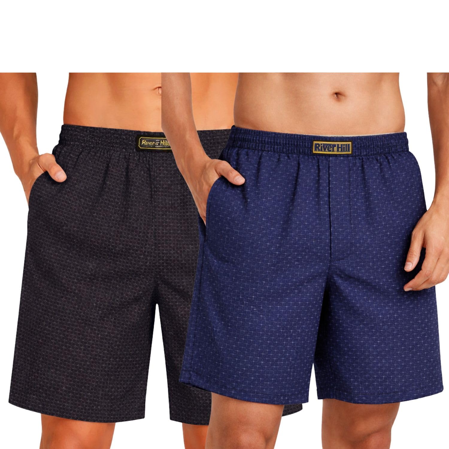 Mens Casual Cotton Shorts Set Printed Pattern Elastic Waistband Soft Fabric Comfort Fit Combo of 2-image-1