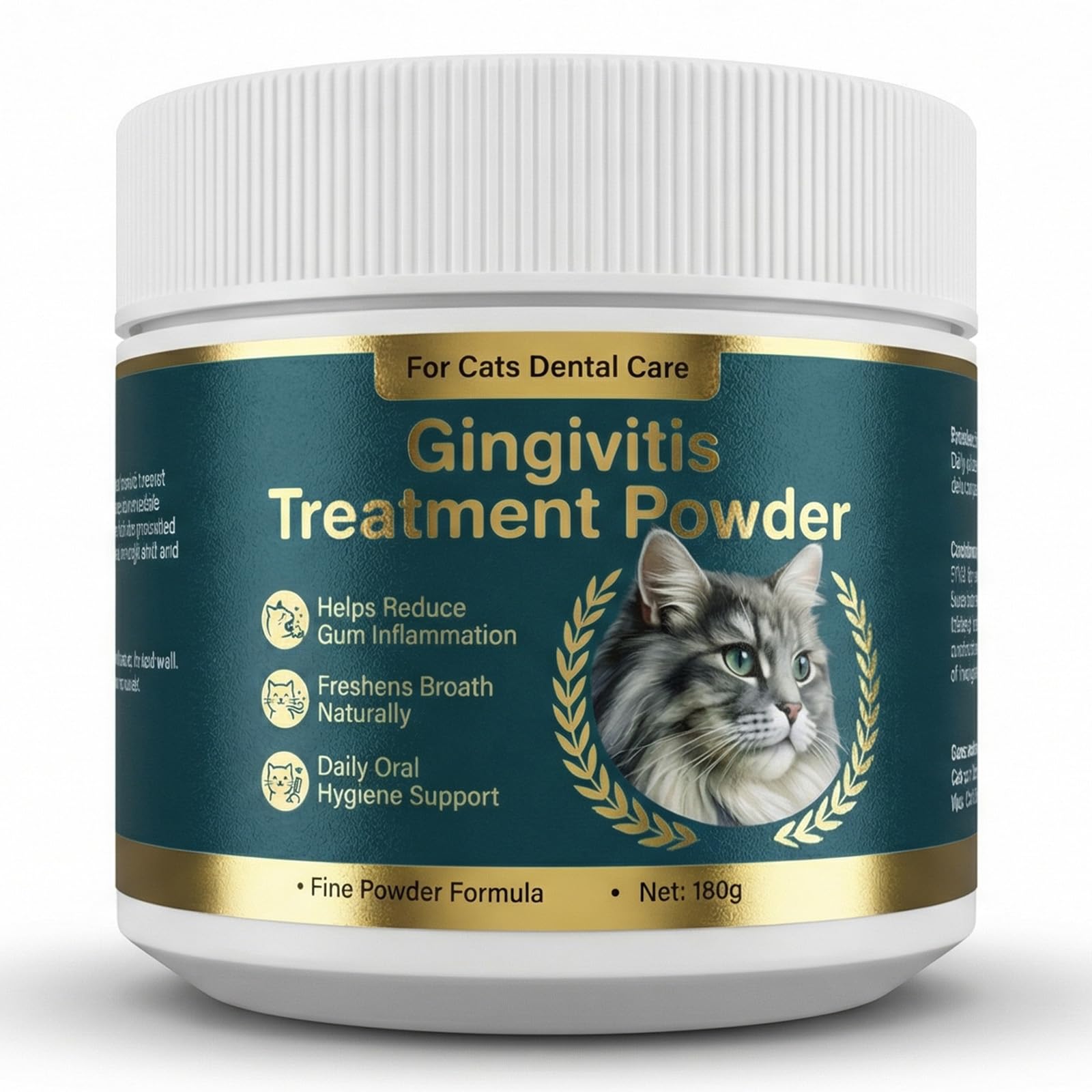 Katzen Zahnpulver – Zahnpflege Katzen Pulver für Zahnstein & Mundgeruch mit Aloe Vera & Kamille – 180g