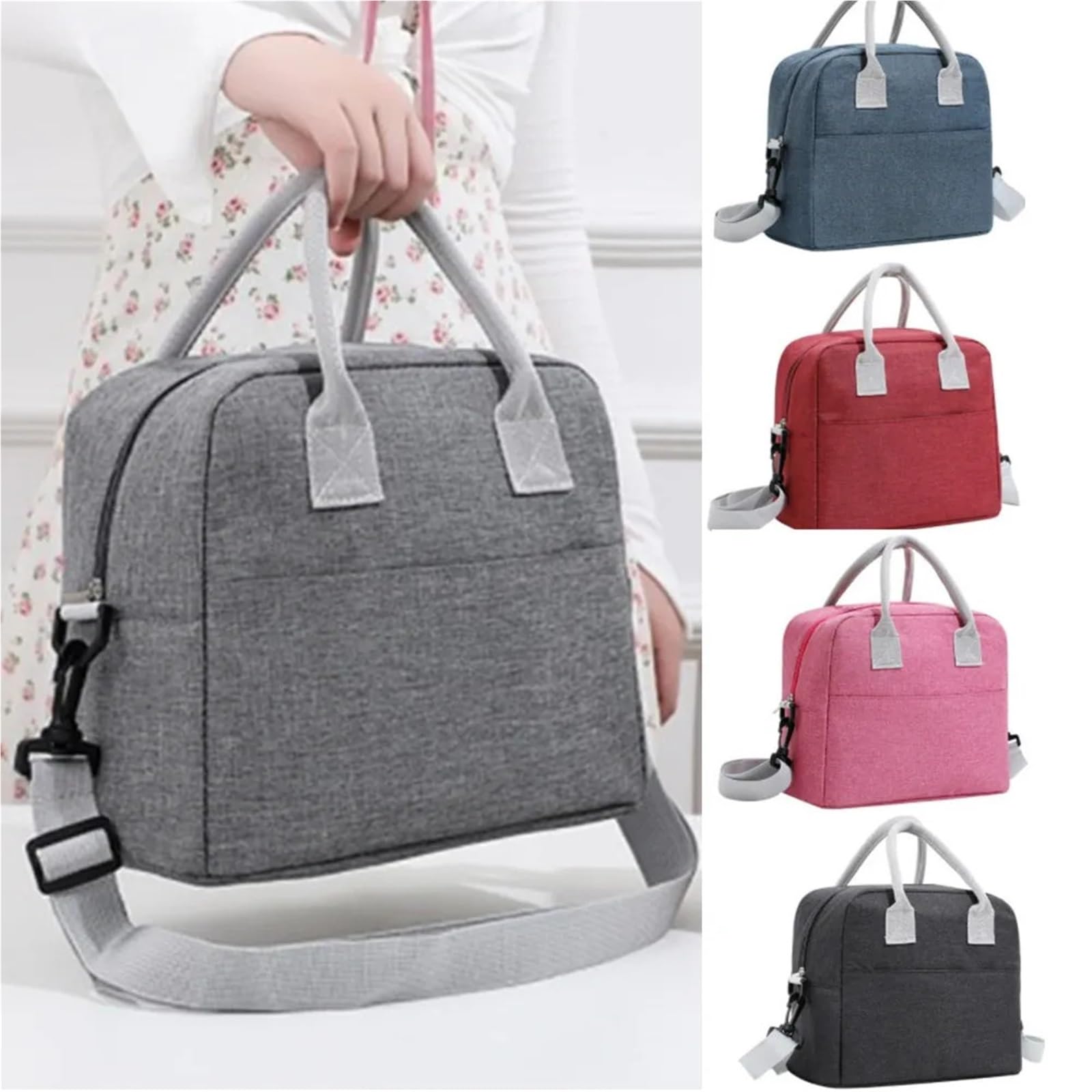 2 Bolsas térmicas portátiles for Colgar en la Pared, for Picnic, de Lona, ​​para Alimentos(Grey)