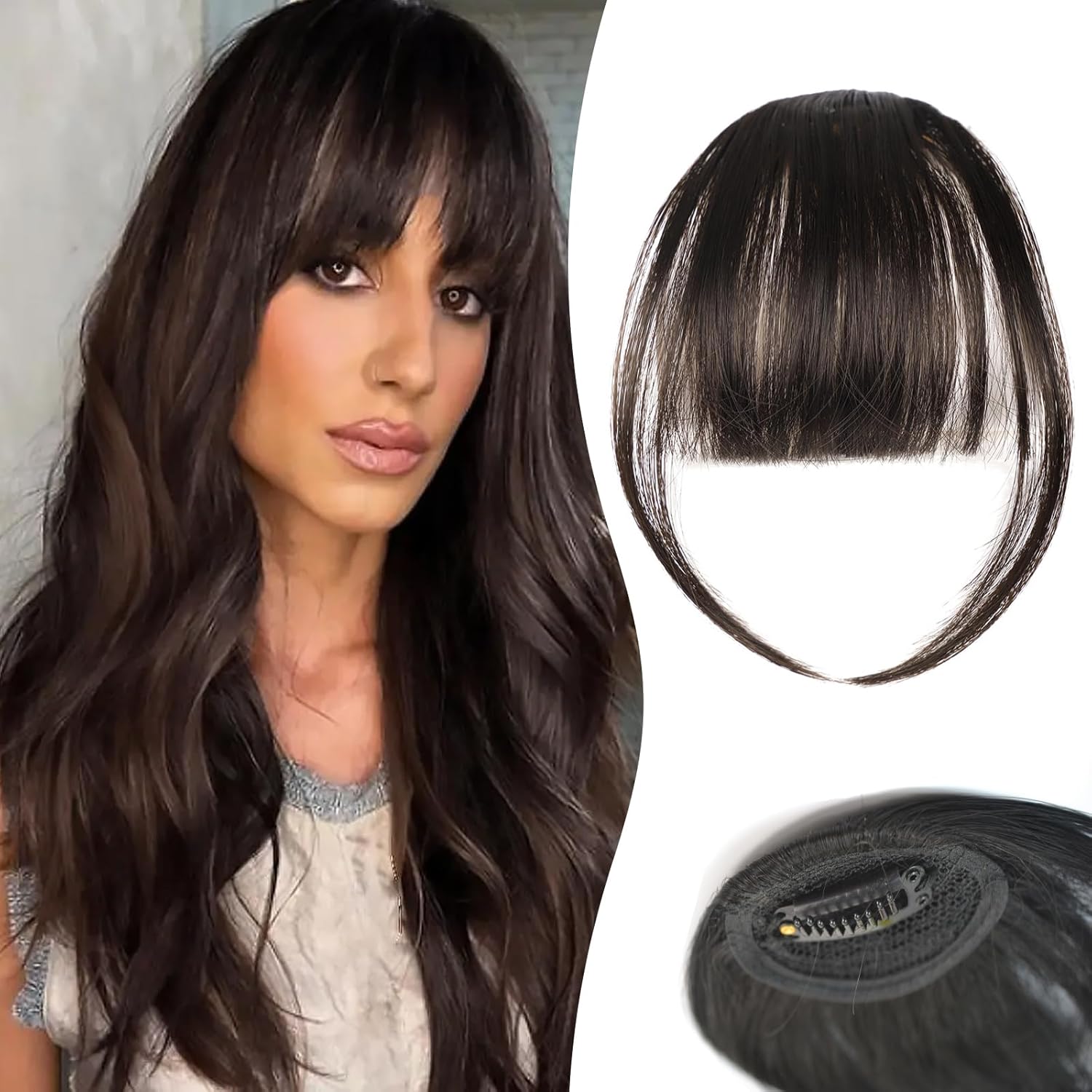Clip in Fringe Extension,Front Bangs Extensions Clip,Clip in Fringe 100