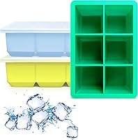 Vista 16 de Bandejas de silicona para cubitos de hielo, paquete de 3, moldes de silicona para cubitos de hielo de gran tamaño con tapa extraíble a prueba