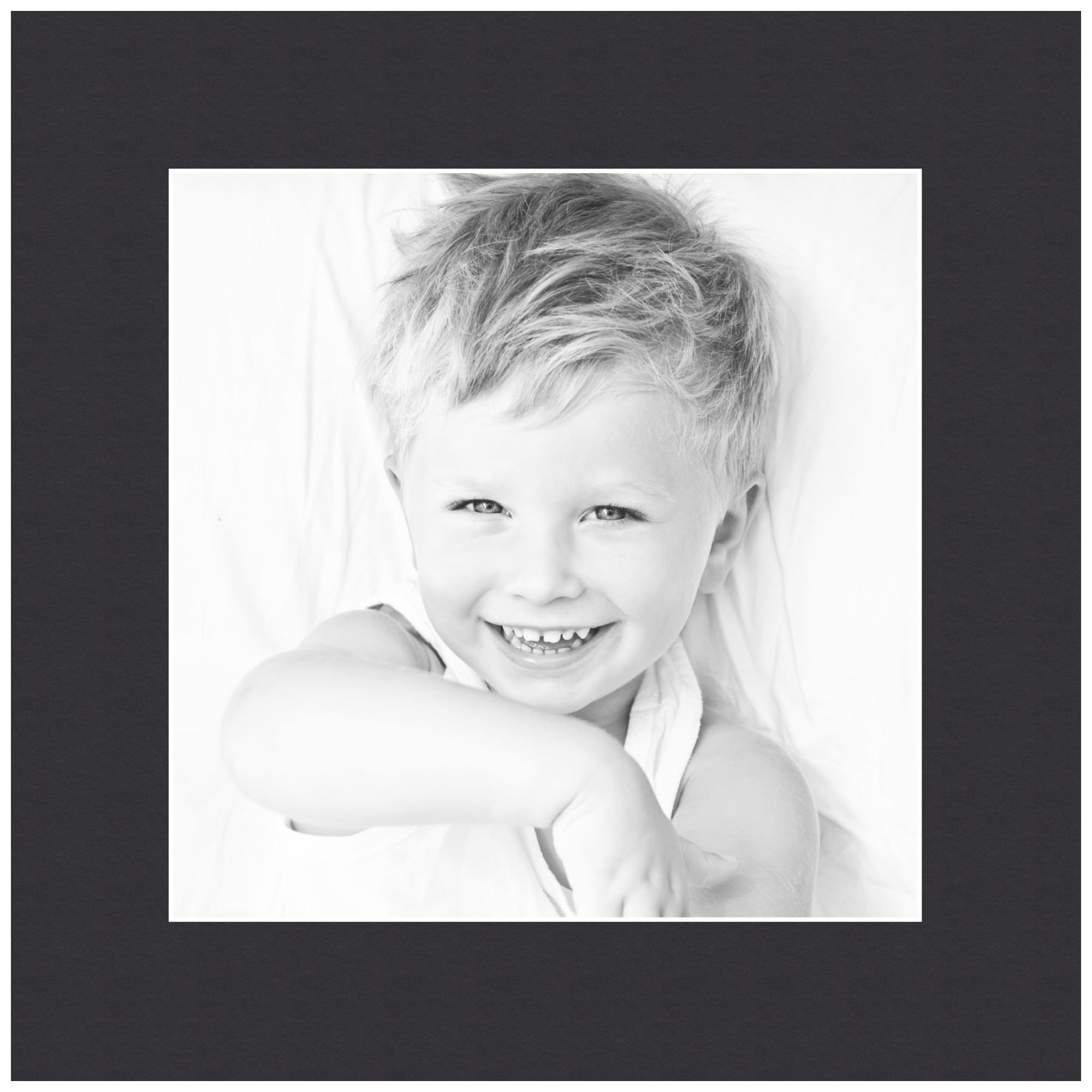8x8 Smooth Black/Black Custom Mat for Picture Frame with 4x4 Opening Size (Mat Only, Frame NOT Included) - 6 Pack