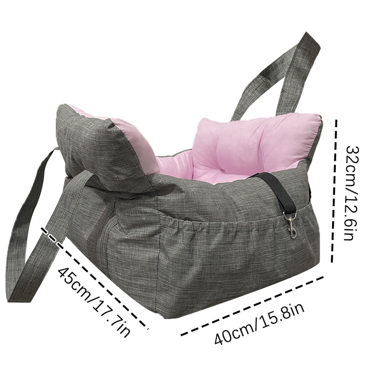 Tnfeeon Asientos Elevados y para Automóvil para Perros Pequeños Medianos de hasta 25 LB Cama de Seguridad para Viajes con Cinturones de Seguridad Bolsillos de Almacenamiento Nido Portátil como (Gris