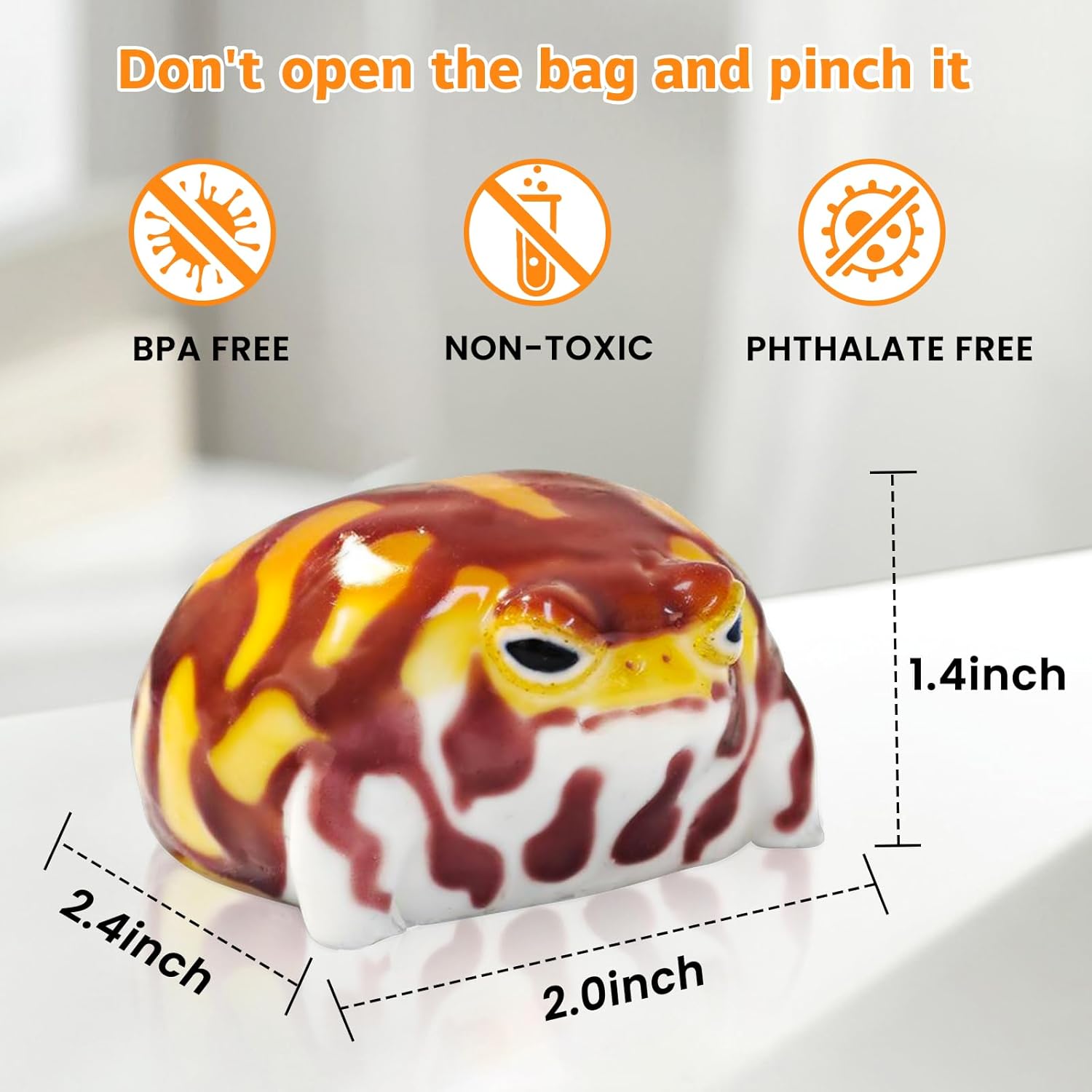 Taba Squishy Desert Rain Frog, Cute Animals Toys for Kids & Adults, Kawaii Stress Relief Fidget Sensory Toys, Soft Silicone Squeeze Gifts for Children, Teens, and Adults - view 3