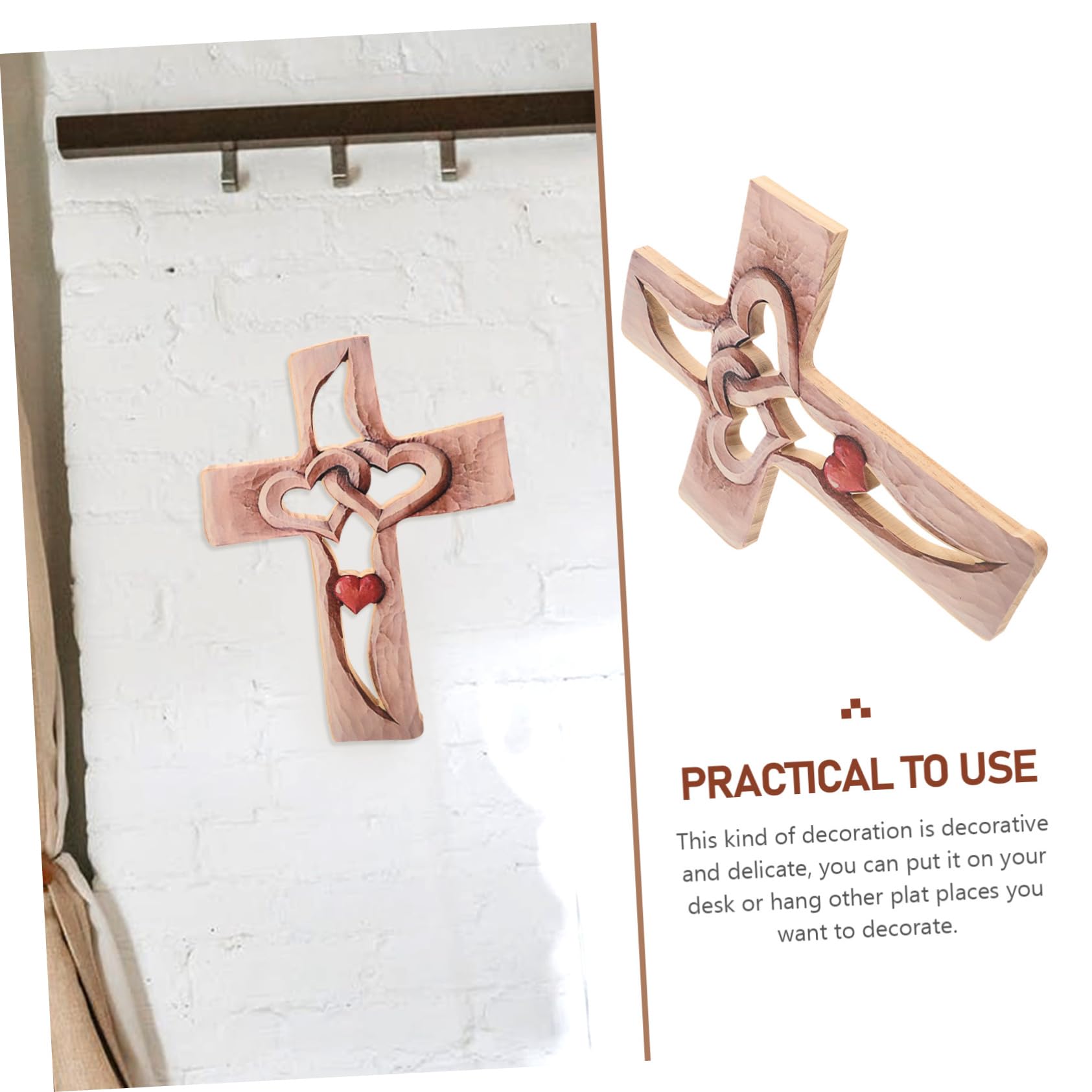 Abaodam 5pezzi Crocifisso Legno Intagliato Con Cuori Intrecciati Per Decorazione Da Appendere Ornamento Religioso Per Muro Significativo Per Feste e Cerimonie